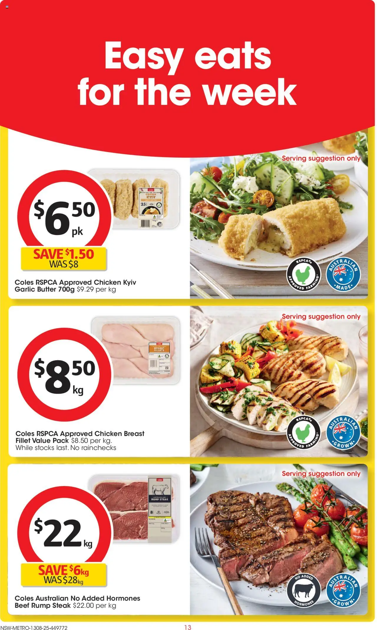 Coles catalogue - valid from 13.08.2025 | Page: 13 | Products: Butter, Chicken, Beef, Garlic