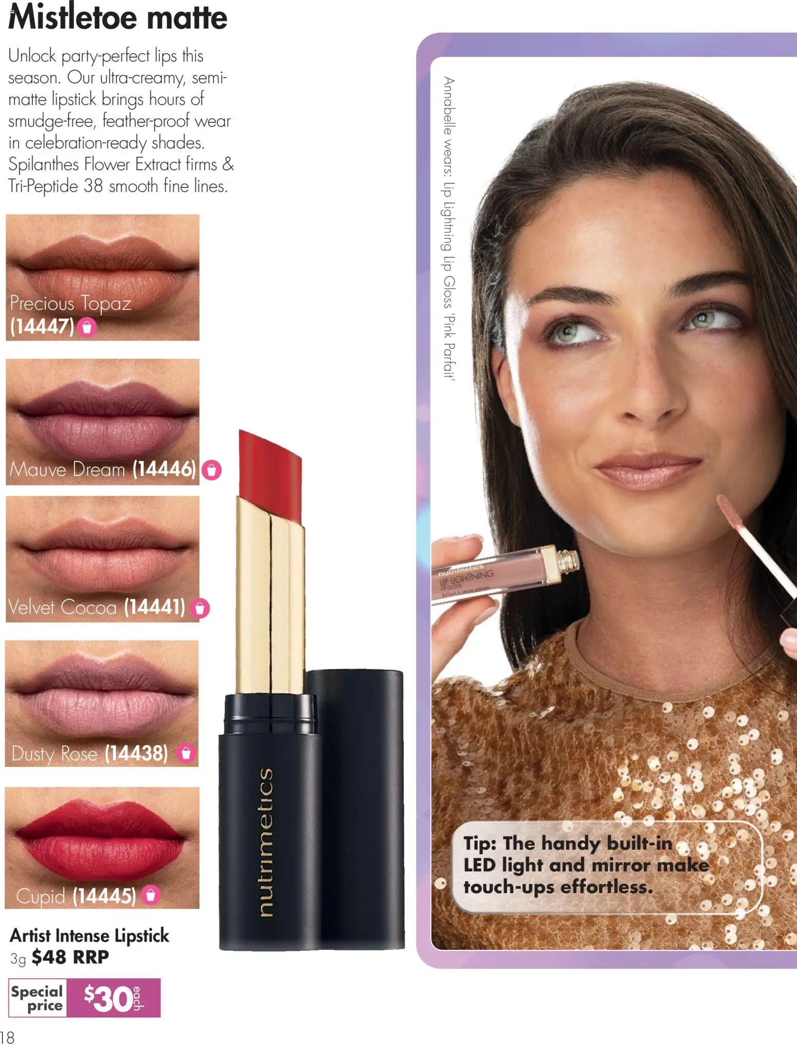 Nutrimetics catalogue - valid from 26.11.2025 | Page: 18 | Products: Mirror, Light, Lipstick, Lip gloss