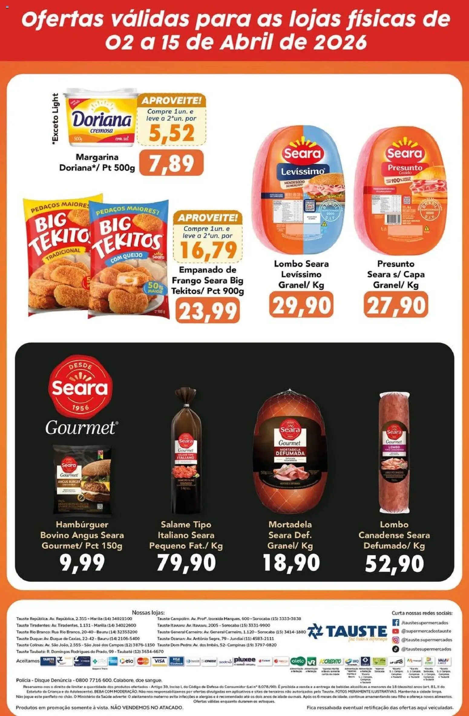 Tauste Folheto - válido de 02.04.2026 | Página: 2 | Produtos: Lombo, Queijo, Salame, Mortadela