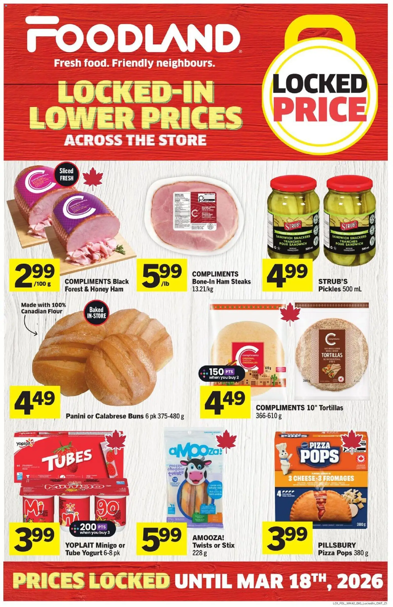 Foodland flyer valid from 12.02.2026 | Page: 5 | Products: Yogurt, Ham, Pizza