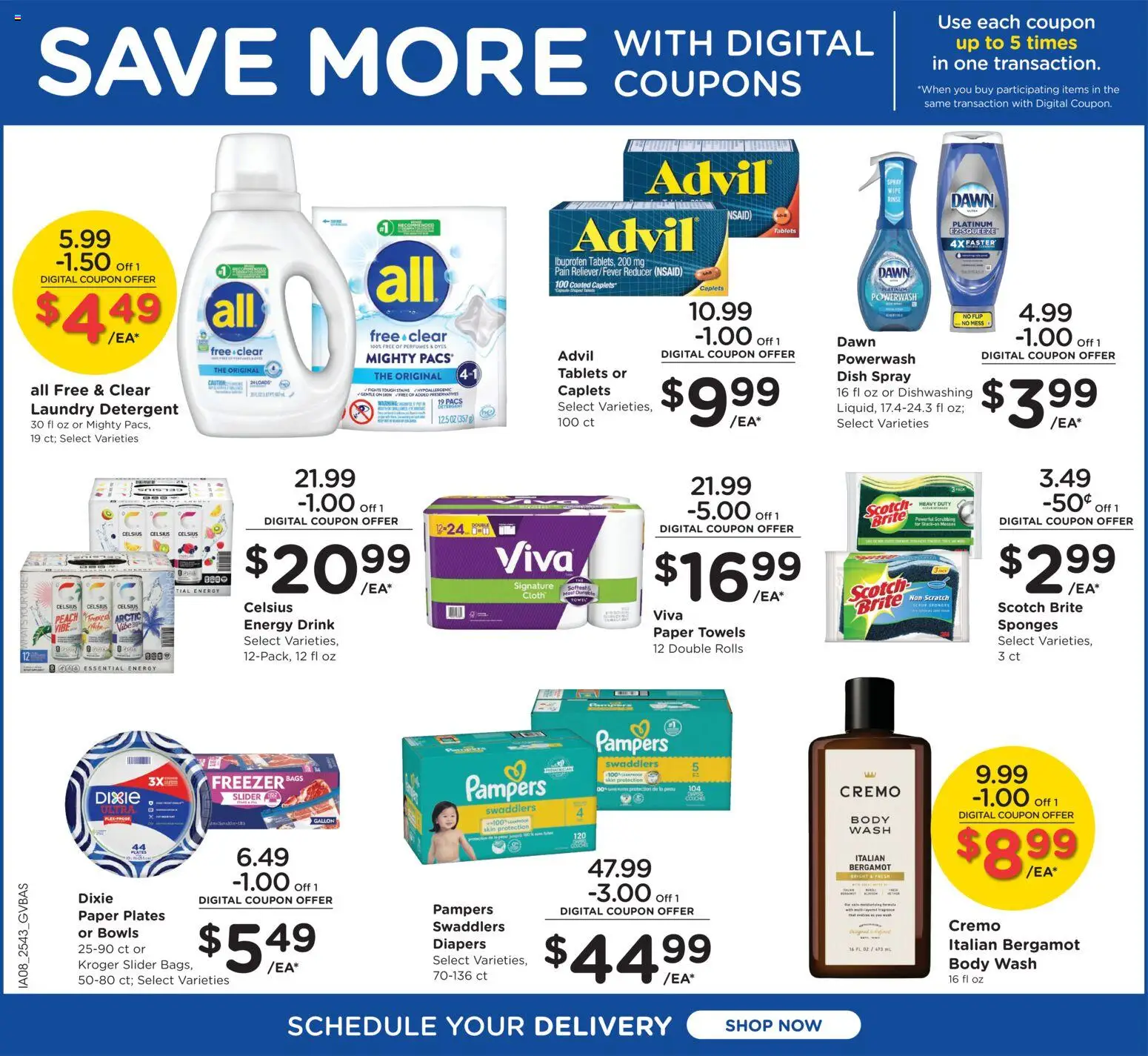 Kroger Ad - valid from 28.11.2025 | Page: 8 | Products: Detergent, Body Wash, Peach, Freezer