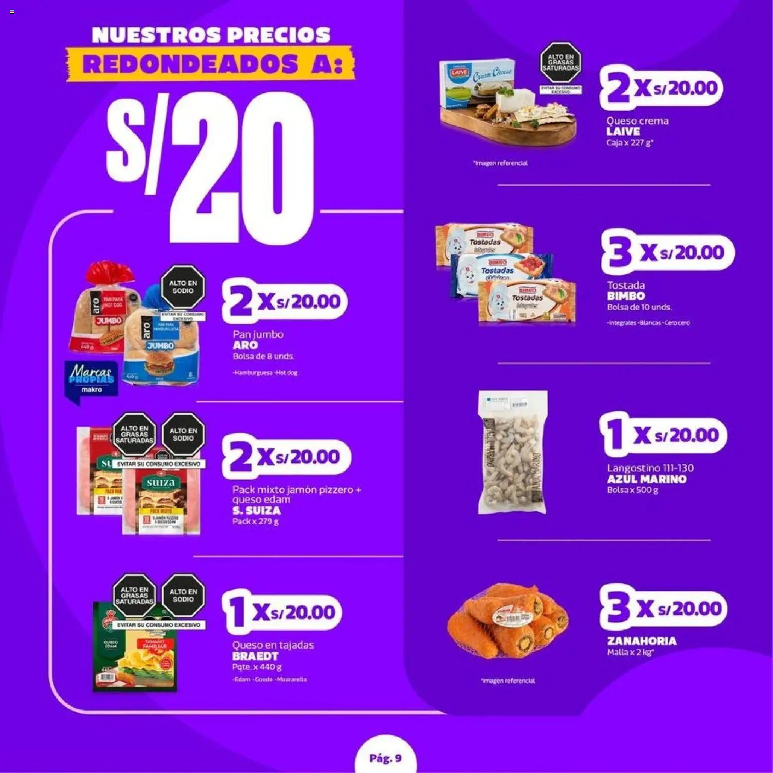 Catálogo Makro válido desde 23.04.2026 | Página: 9 | Productos: Caja, Queso, Pan, Jamón