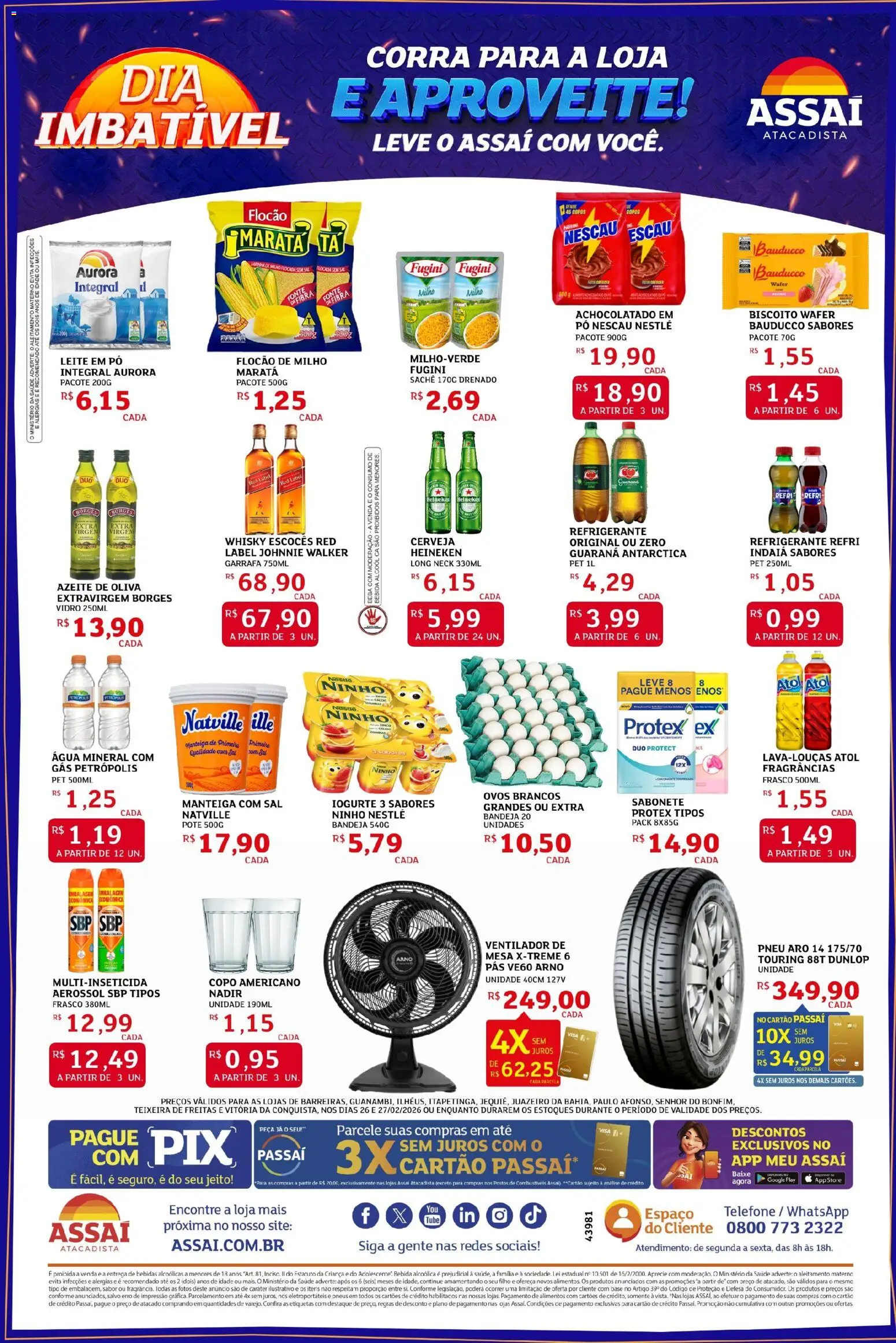 Assaí Atacadista Folheto - válido de 26.02.2026 | Página: 2 | Produtos: Achocolatado, Mesa, Telefone, Leite em pó
