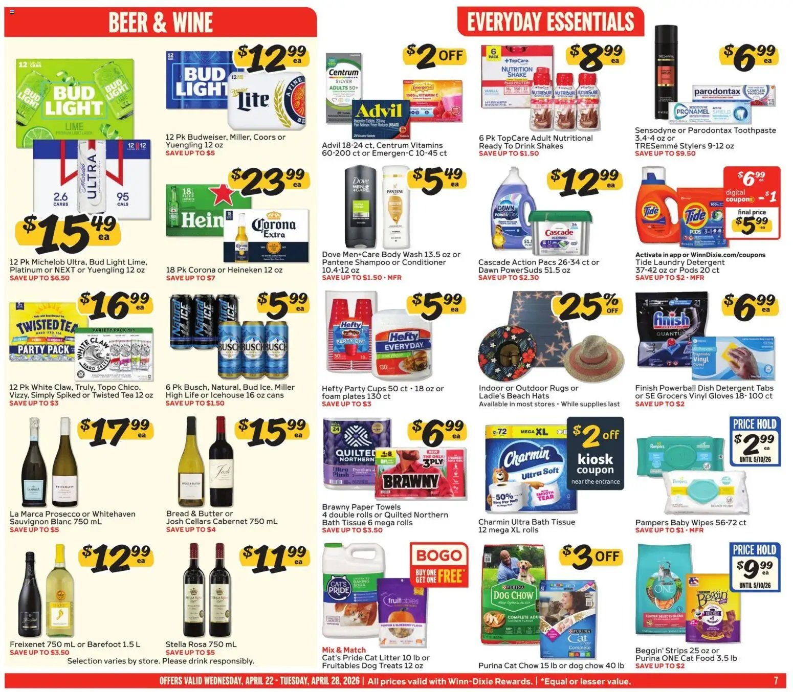 Winn Dixie Weekly Ad - valid from 22.04.2026 | Page: 7 | Products: Bath, Dog Treats, Shampoo, Tea