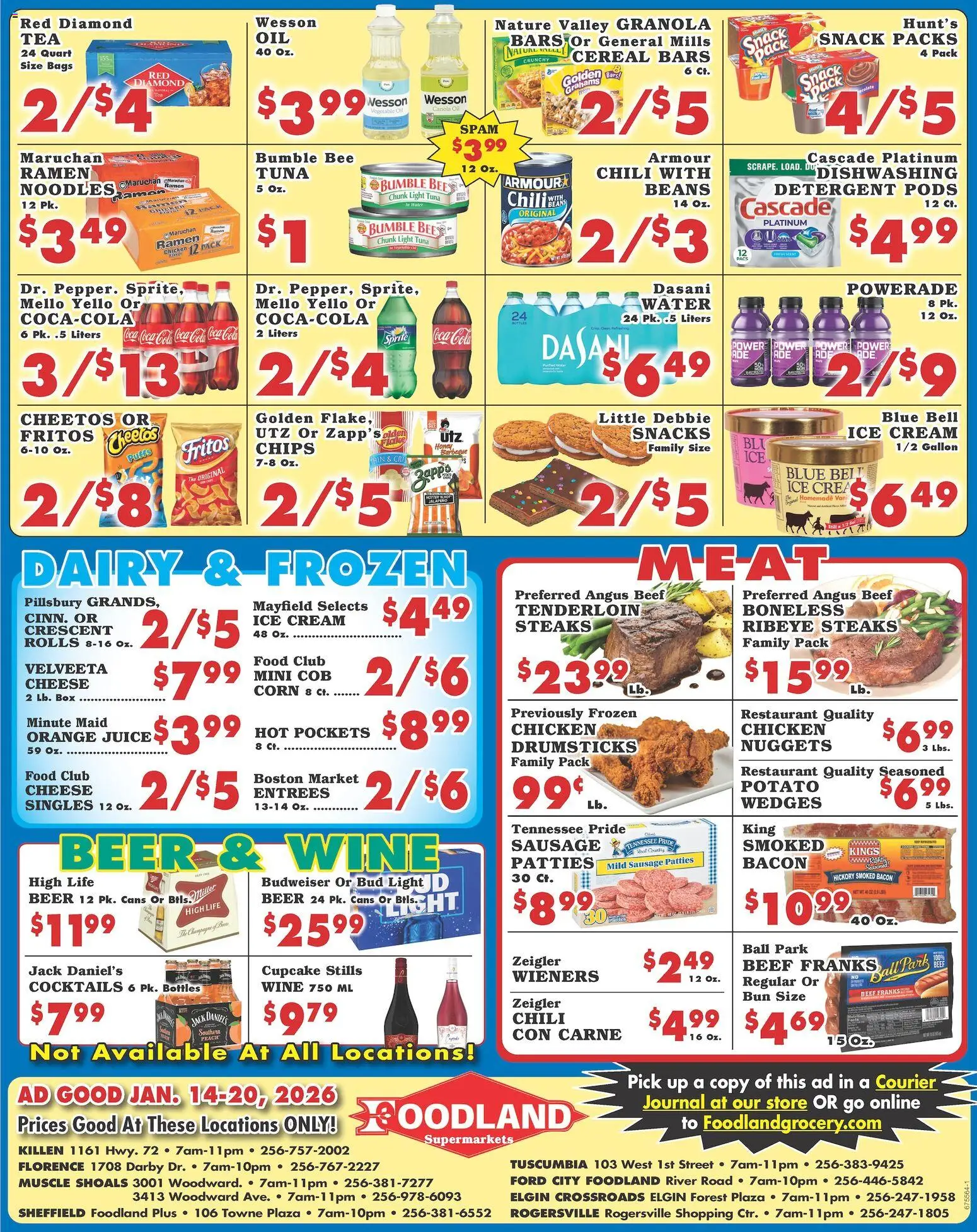 Foodland Weekly Ad - Supermarkets - valid from 14.01.2026 | Page: 2 | Products: Cheese, Beer, Noodles, Beef