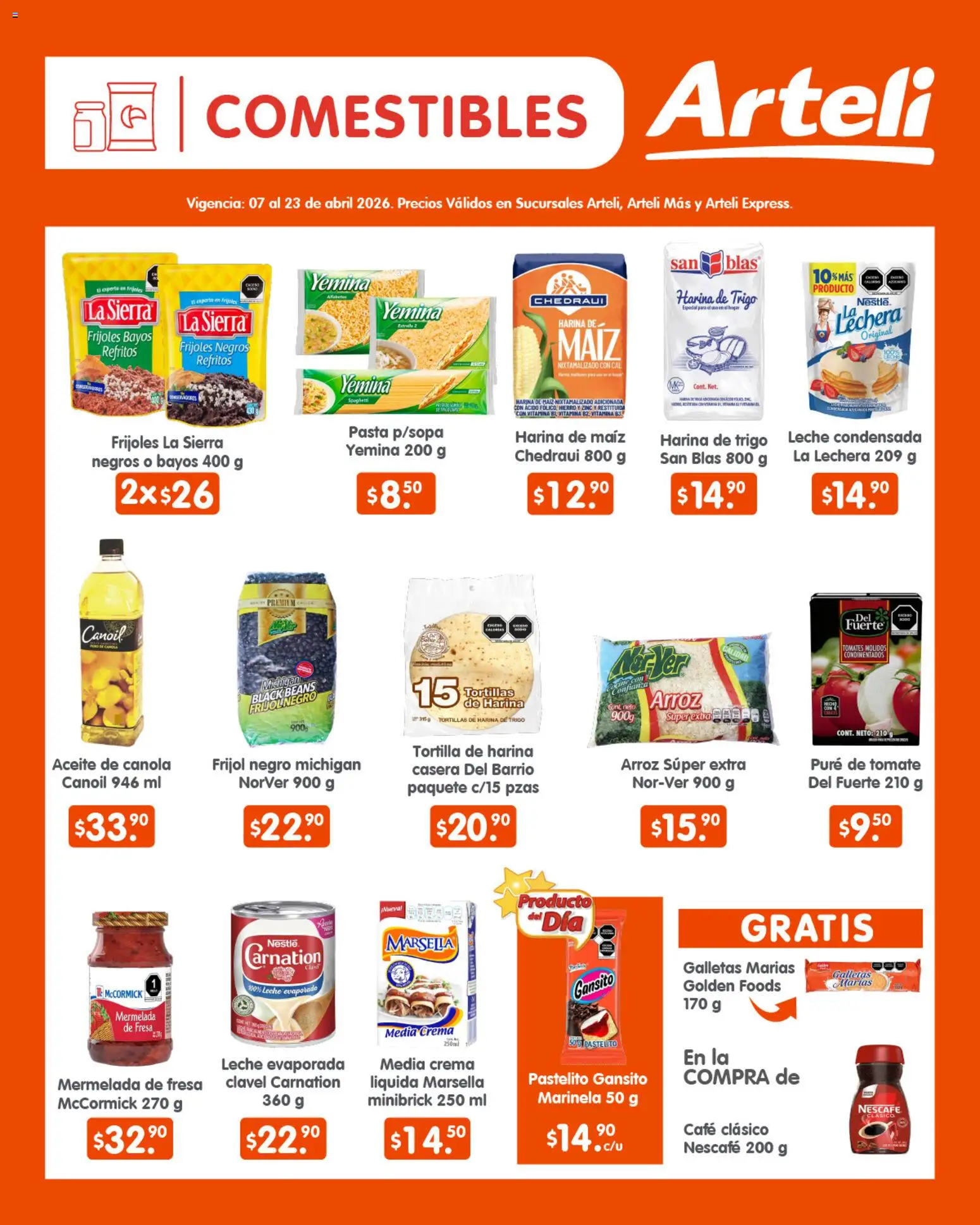 Nuevas ofertas de Arteli válidas en toda la República Mexicana desde el 07.04.2026. ¡Encuentra las mejores ofertas en Arteli folleto Quincenal! | Página: 4 | Productos: Leche, Arroz, Mermelada, Sierra