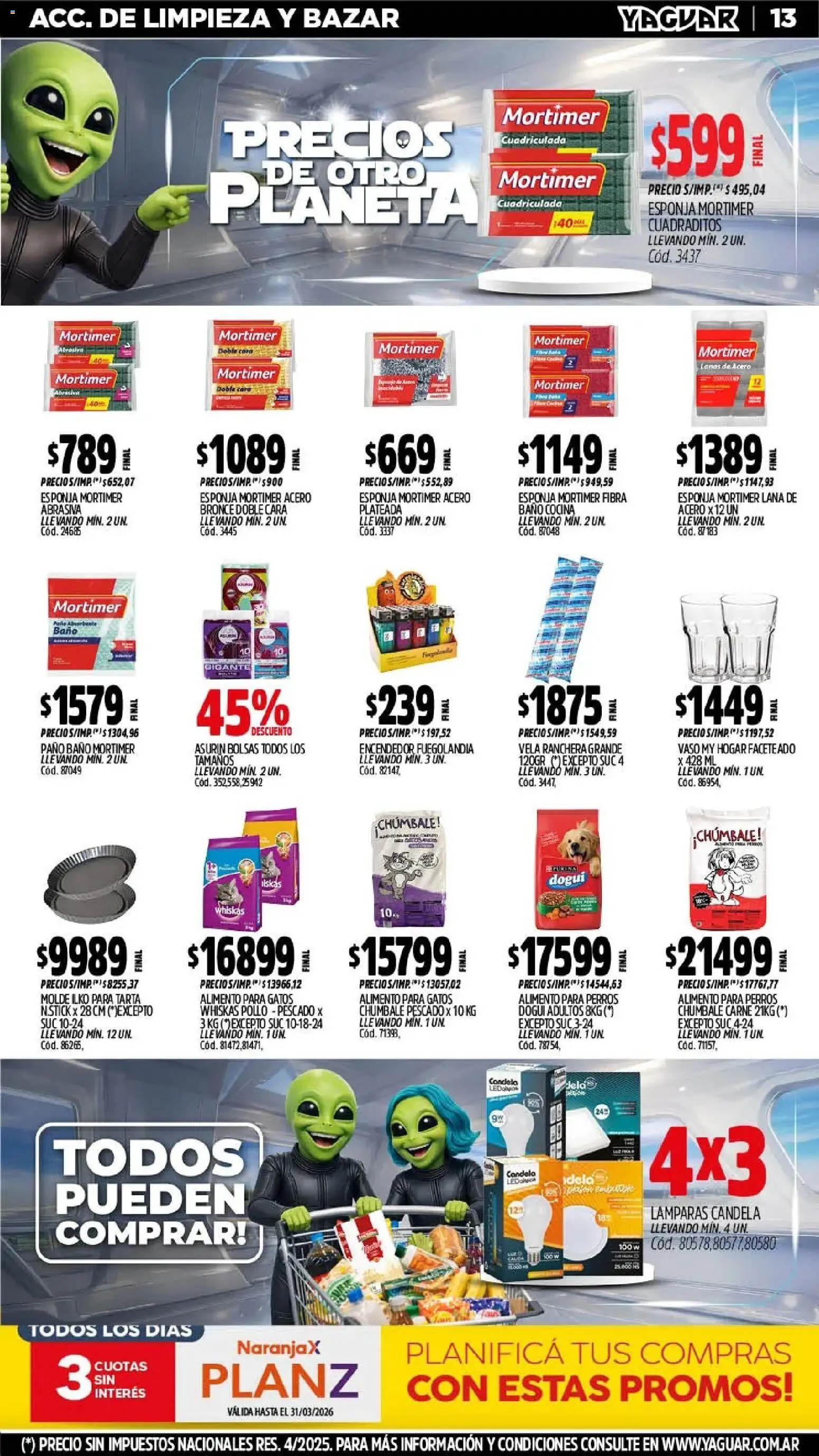 Yaguar - Oferta Semanal Misiones │ válido desde el 09.03.2026 | Página: 13 | Productos: Vela, Encendedor, Pescado, Esponja