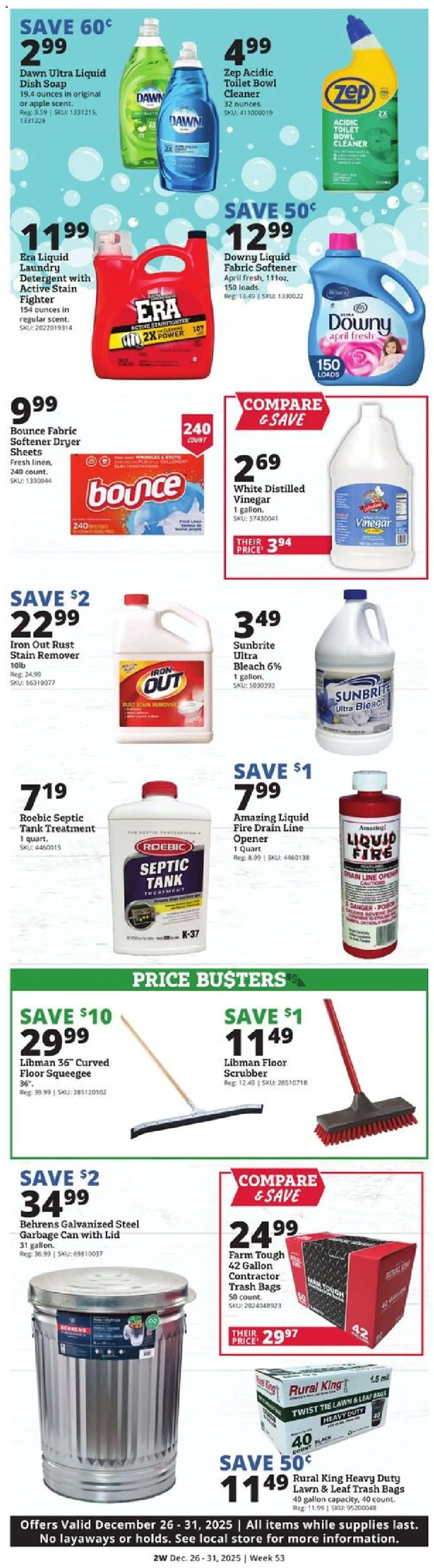 Rural King Weekly Ad - valid from 25.12.2025 | Page: 2 | Products: Soap, Fabric softener, Stain remover, Iron