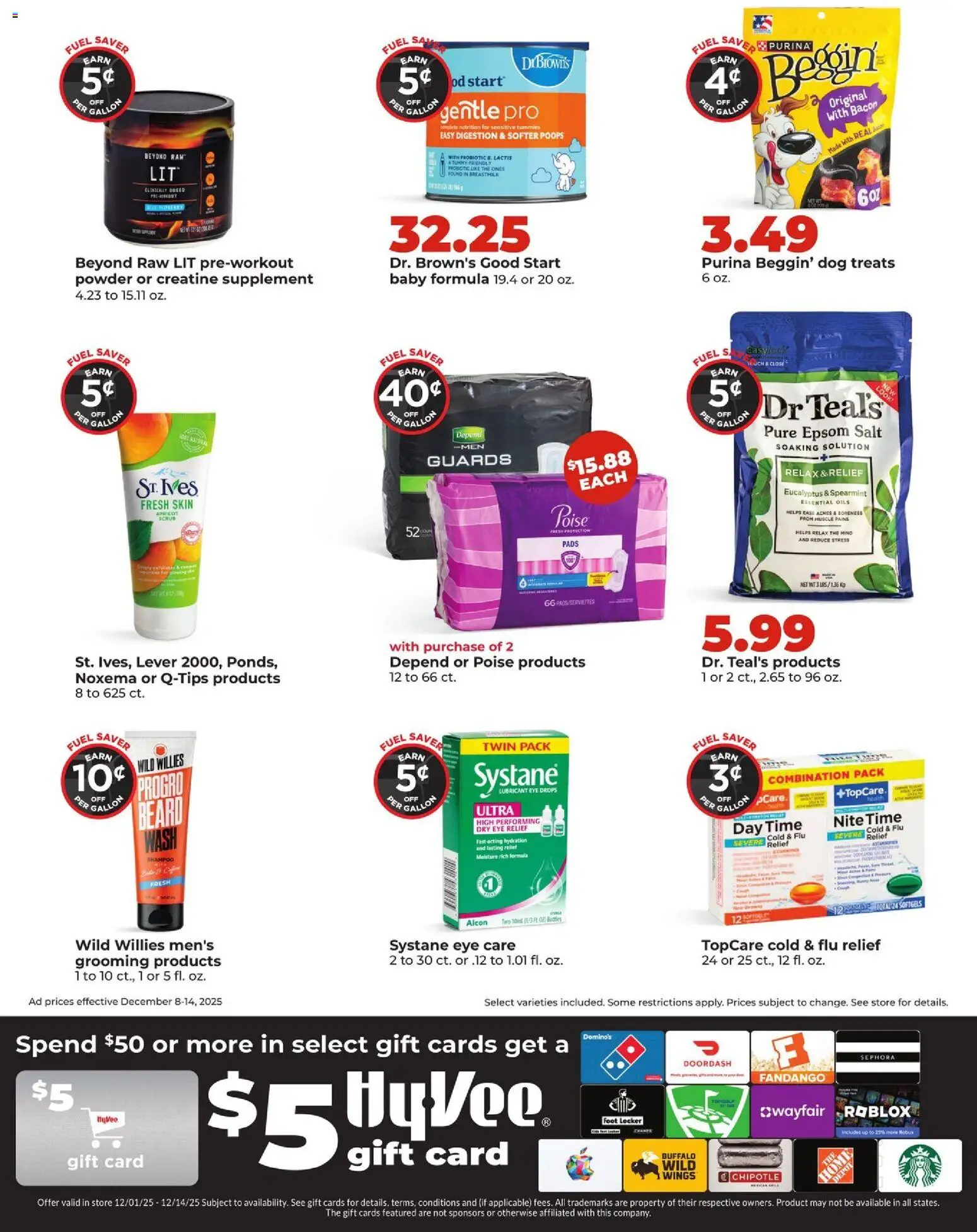 HyVee Weekly Ad - valid from 08.12.2025 | Page: 13 | Products: Dog Treats, Powder, Pads, Salt