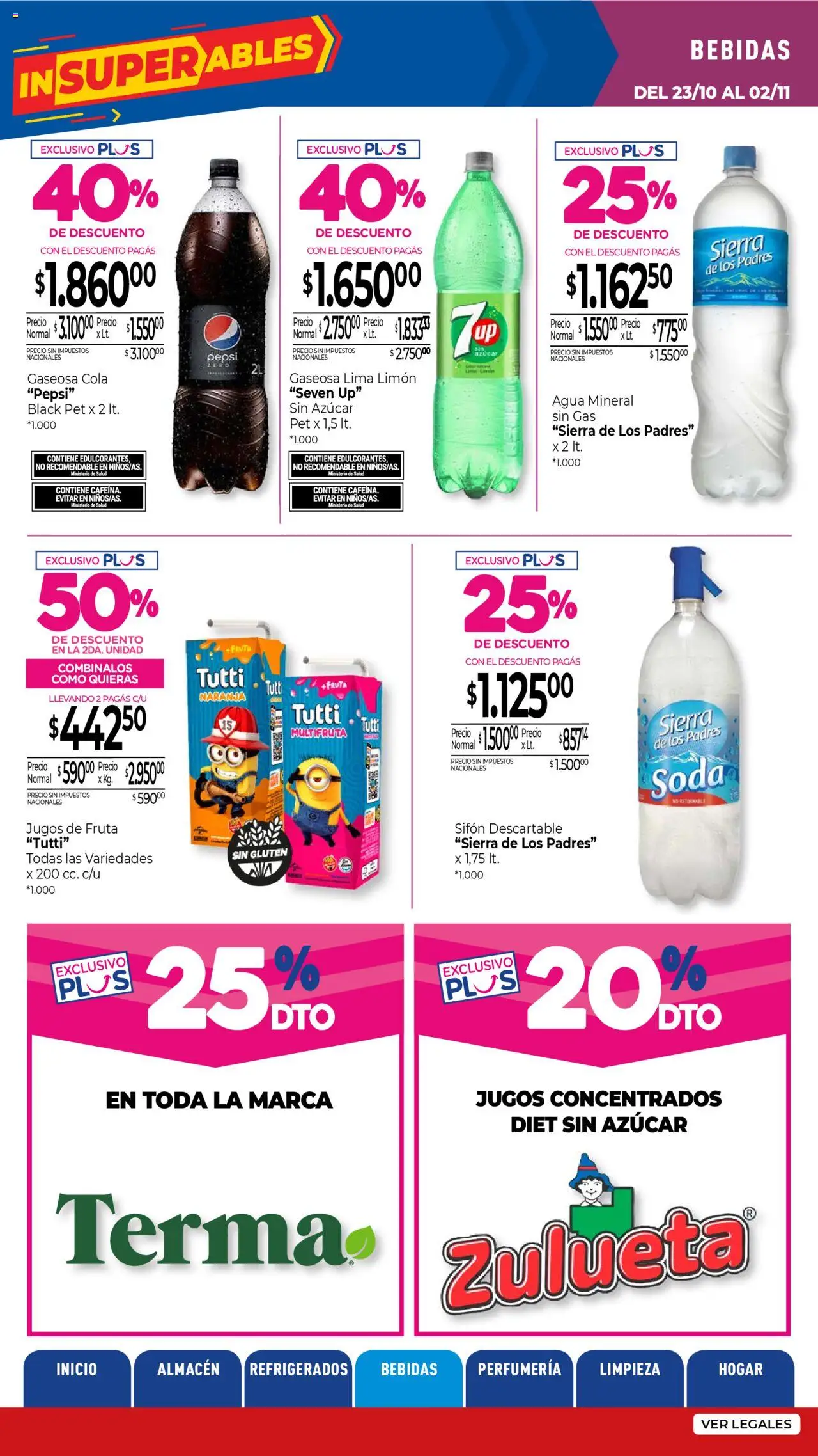 La Anonima catálogo │ válido desde el 23.10.2025 | Página: 28 | Productos: Gaseosa, Lima, Agua, Limón