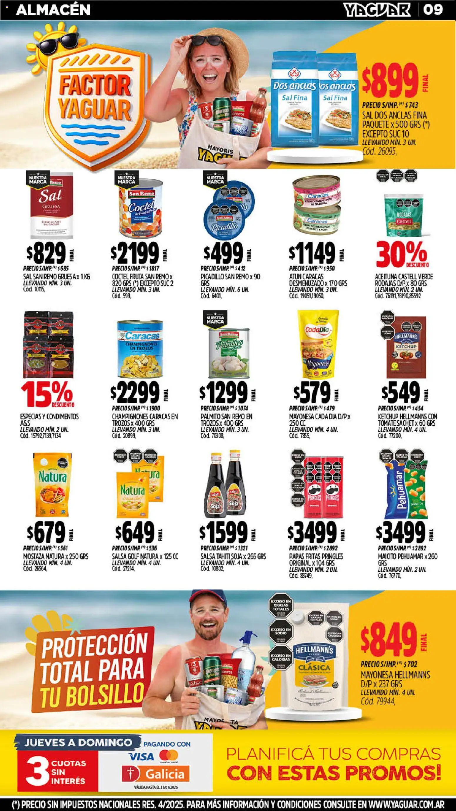 Yaguar - Oferta Semanal General Roca │ válido desde el 19.01.2026 | Página: 9 | Productos: Mostaza, Sal, Atún, Tomate