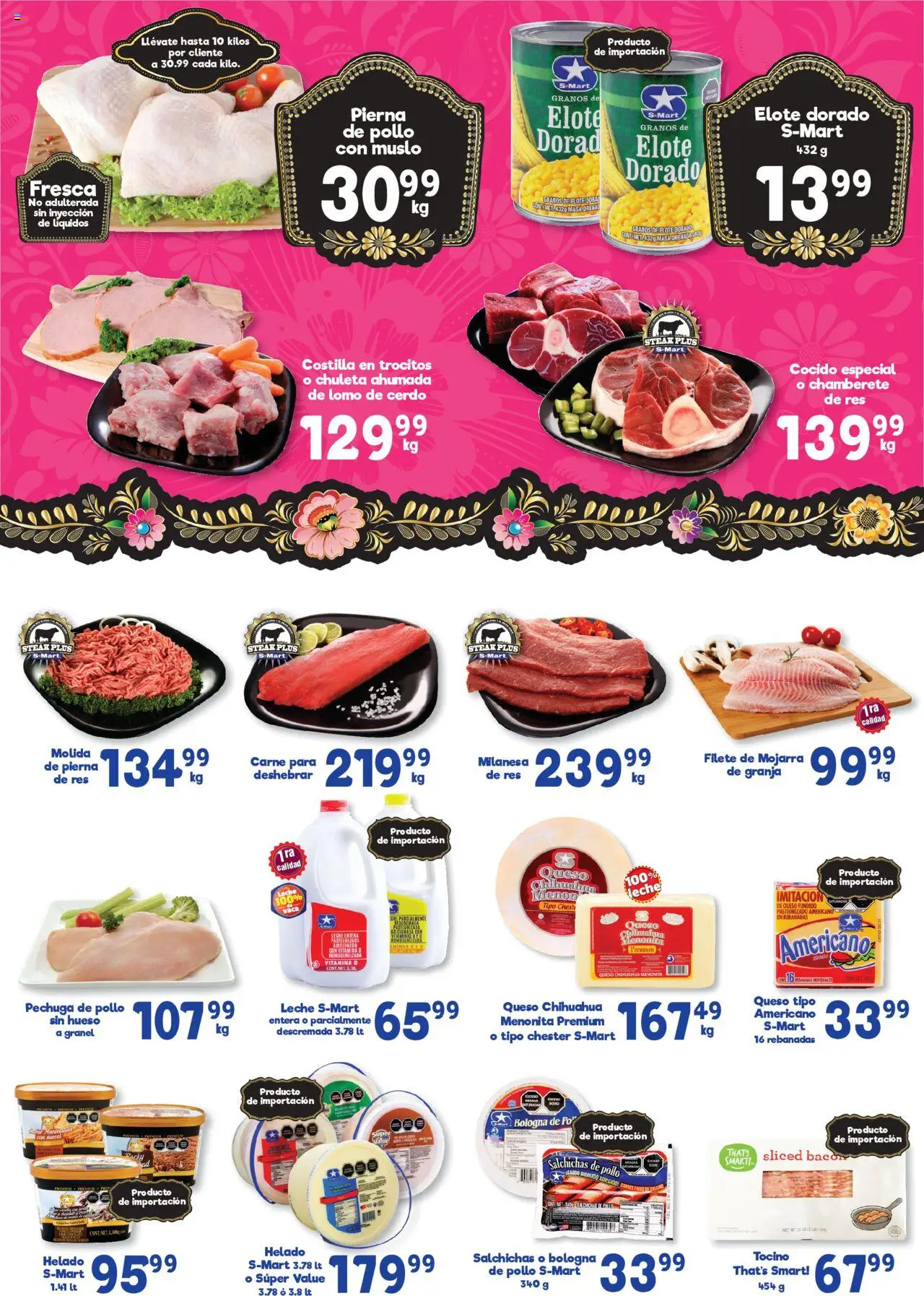 Nuevas ofertas de S-Mart válidas en toda la República Mexicana desde el 19.08.2025. ¡Encuentra las mejores ofertas en S-Mart - Folleto - Juarez! | Página: 4 | Productos: Milanesa, Leche, Cerdo, Helado