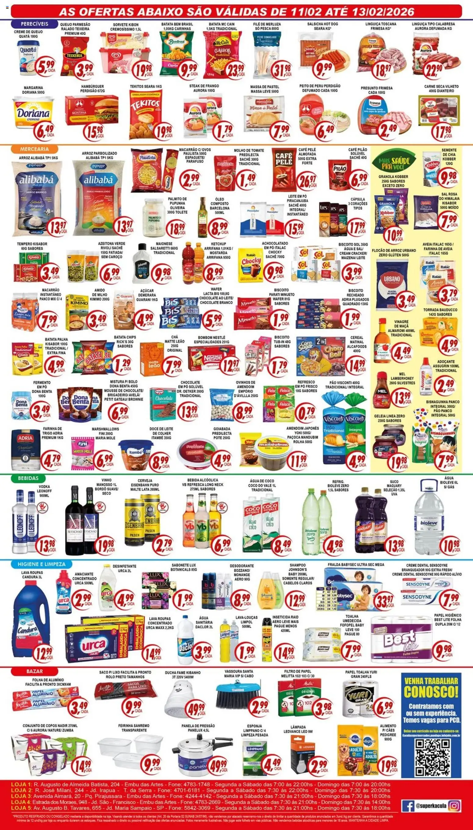 Kaçula Folheto - válido de 11.02.2026 | Página: 2 | Produtos: Linguiça, Café, Chocolate, Arroz