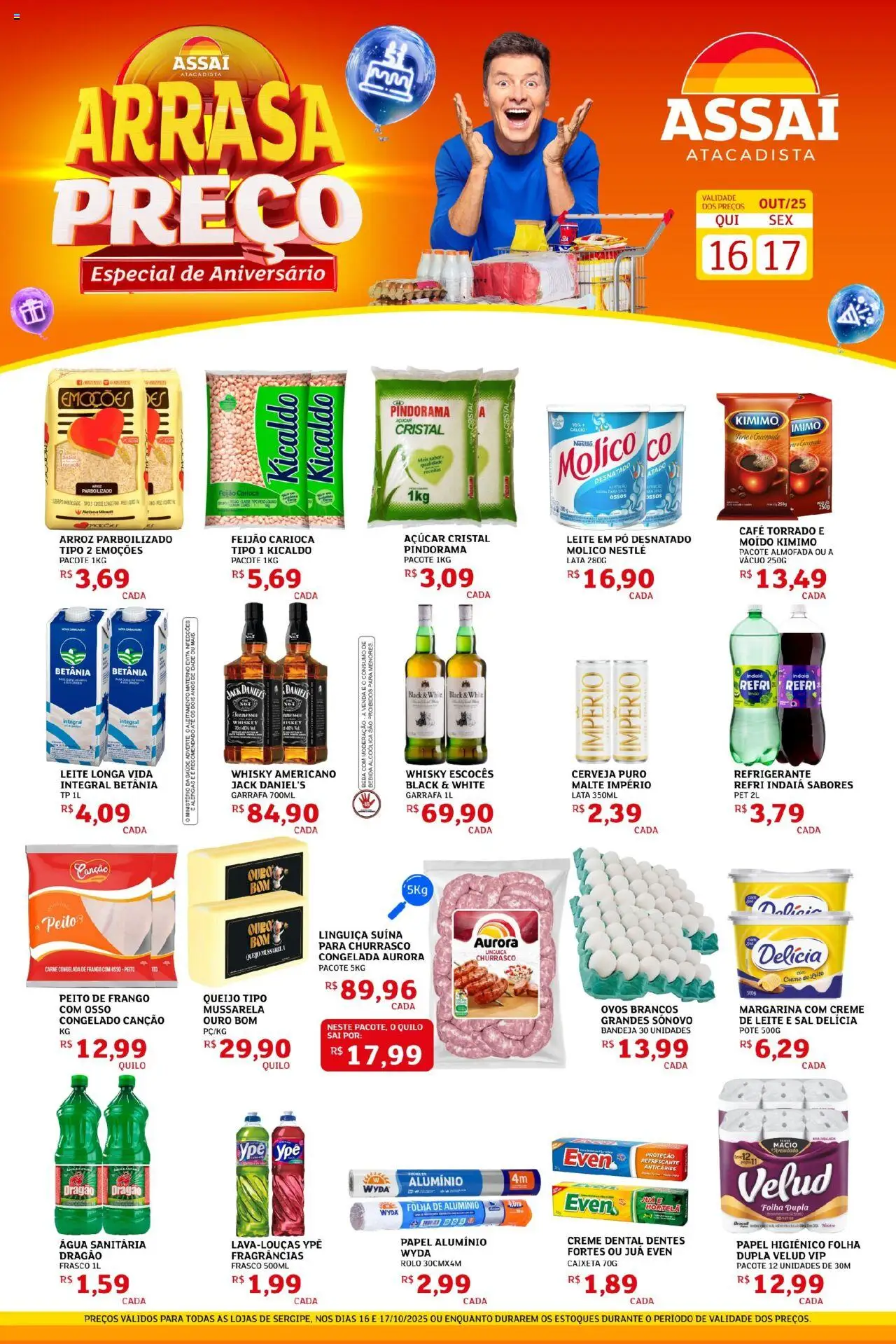 Assaí Atacadista Folheto - válido de 16.10.2025 | Página: 1 | Produtos: Pó, Linguiça, Leite, Bebida