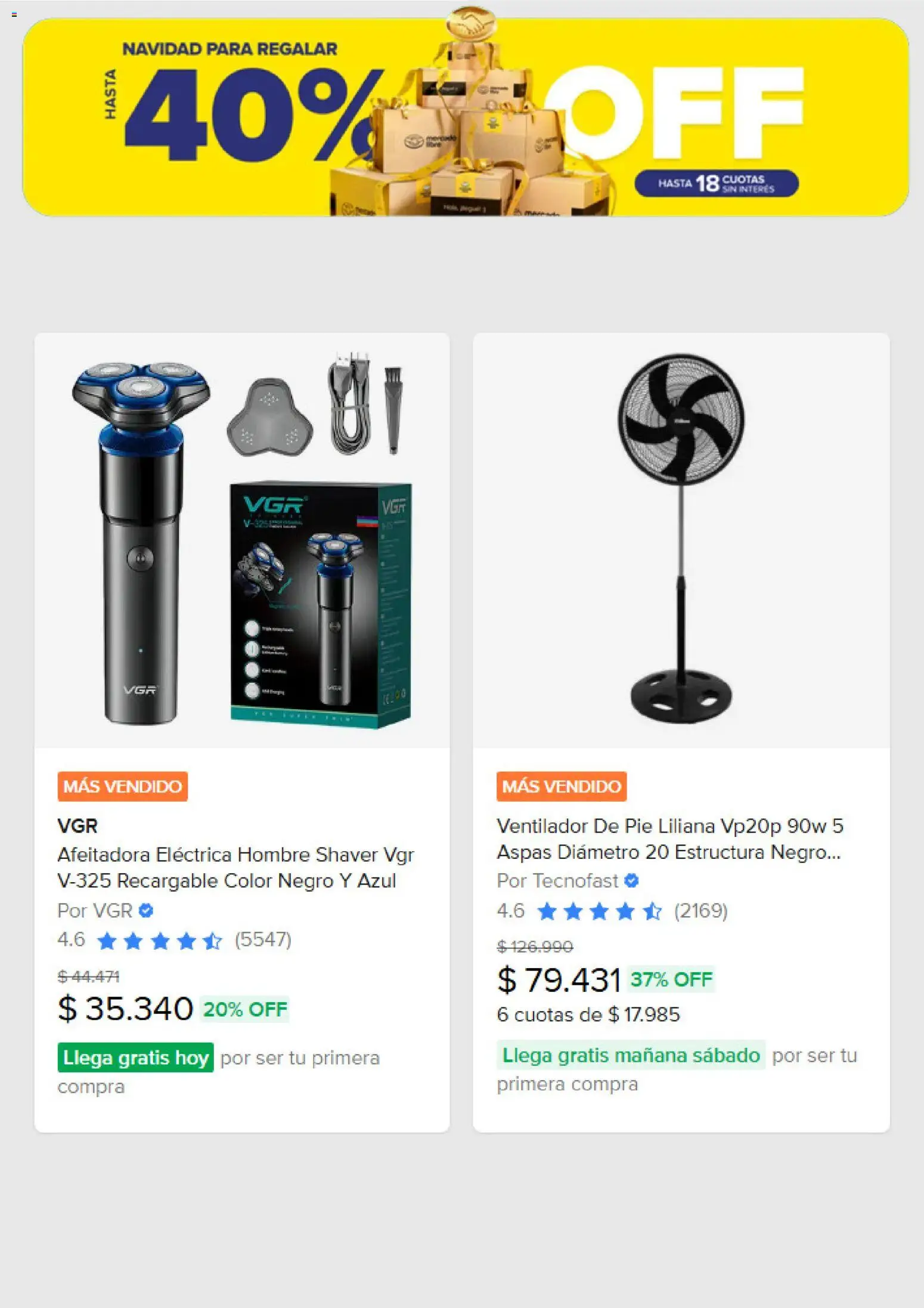 Mercado Libre catálogo │ válido desde el 19.12.2025 | Página: 5 | Productos: Ventilador, Afeitadora
