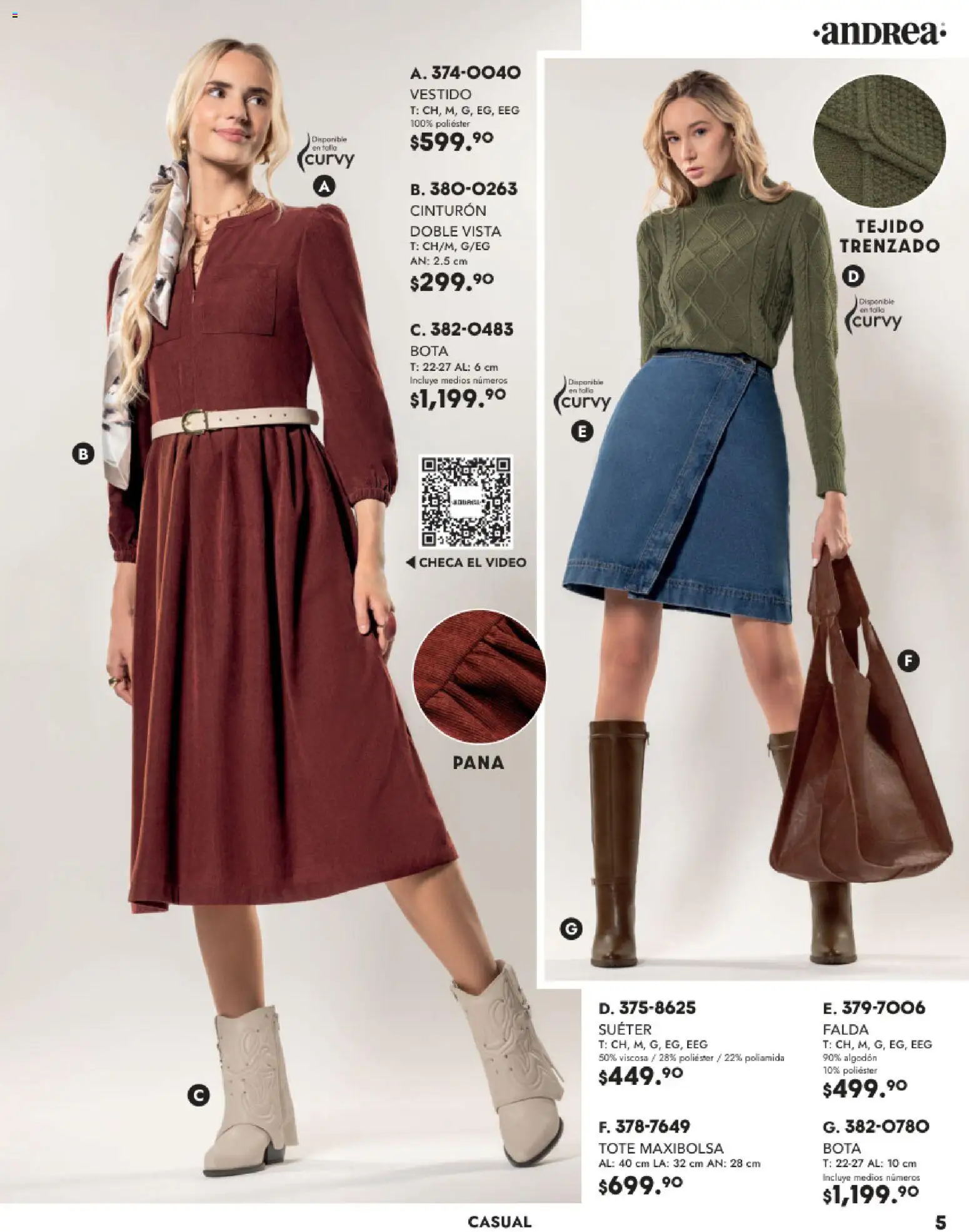 Nuevas ofertas de Andrea válidas en toda la República Mexicana desde el 26.11.2025. ¡Encuentra las mejores ofertas en Andrea catálogo Vestir! | Página: 5 | Productos: Suéter, Algodón, Vestido, Falda