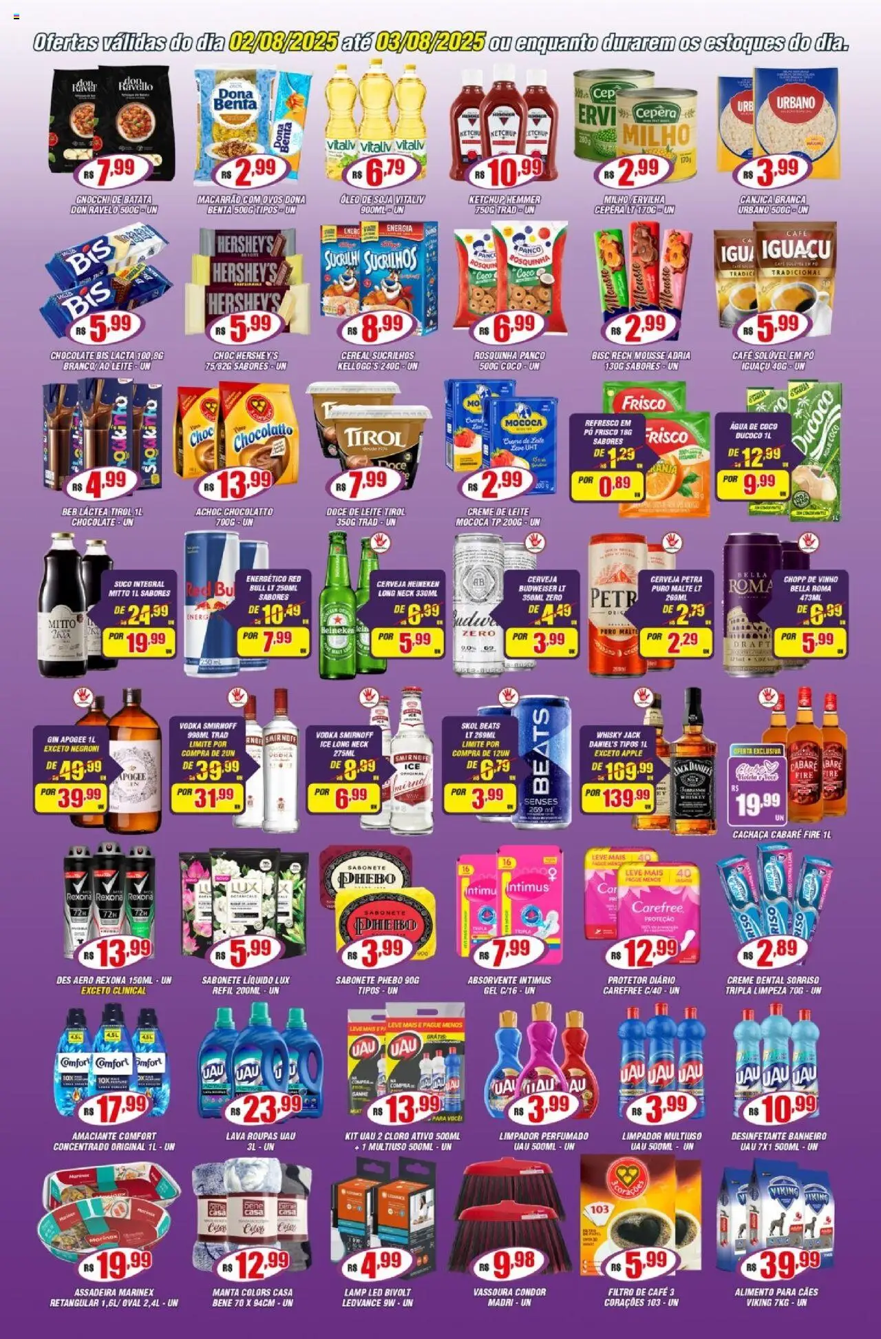 Violeta Supermercados Folheto - válido de 02.08.2025 | Página: 3 | Produtos: Cloro, Heineken, Creme, Creme de leite