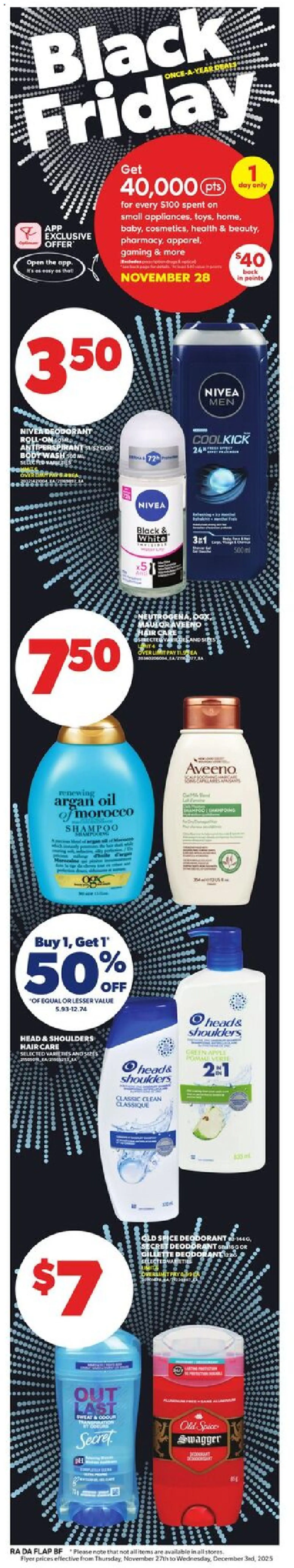 Atlantic Superstore flyer valid from 27.11.2025 | Page: 7 | Products: Shampoo, Body wash, Deodorant, Antiperspirant