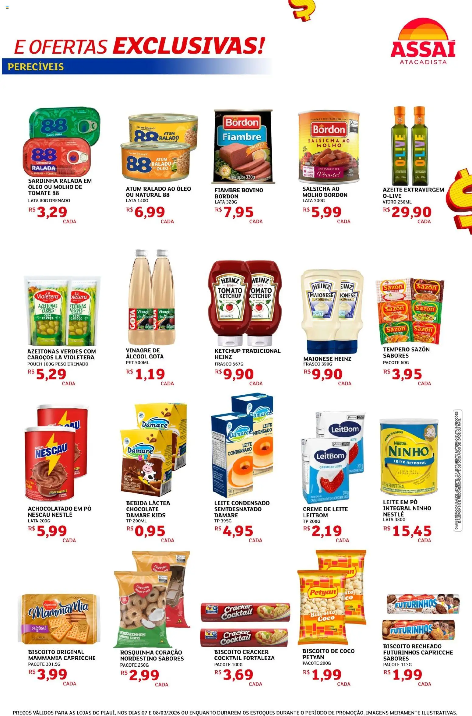 Assaí Atacadista Folheto - válido de 07.03.2026 | Página: 3 | Produtos: Vinagre, Óleo, Frango, Sardinha