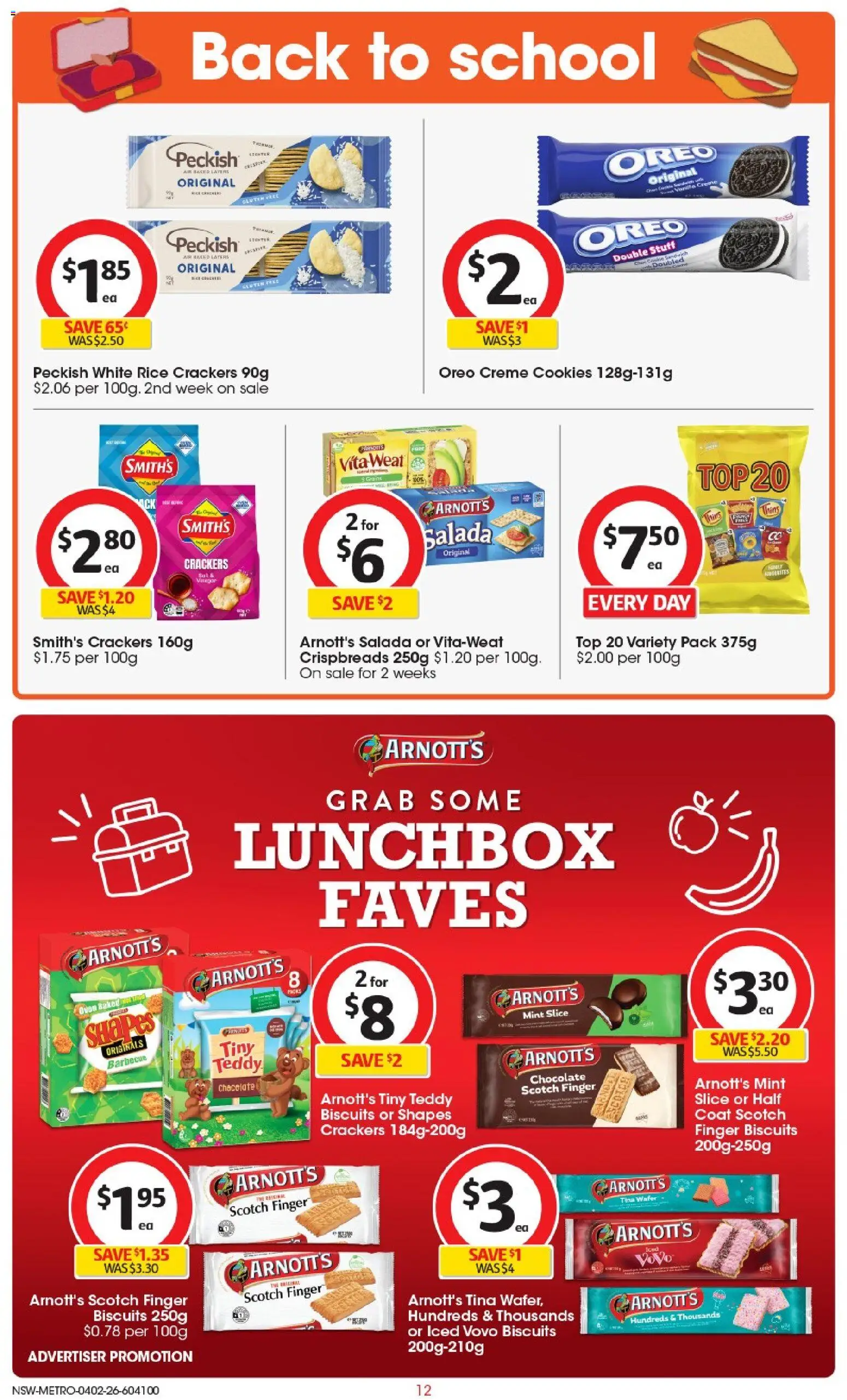 Coles catalogue - valid from 04.02.2026 | Page: 12 | Products: Crackers, Chocolate, Biscuits, Scotch