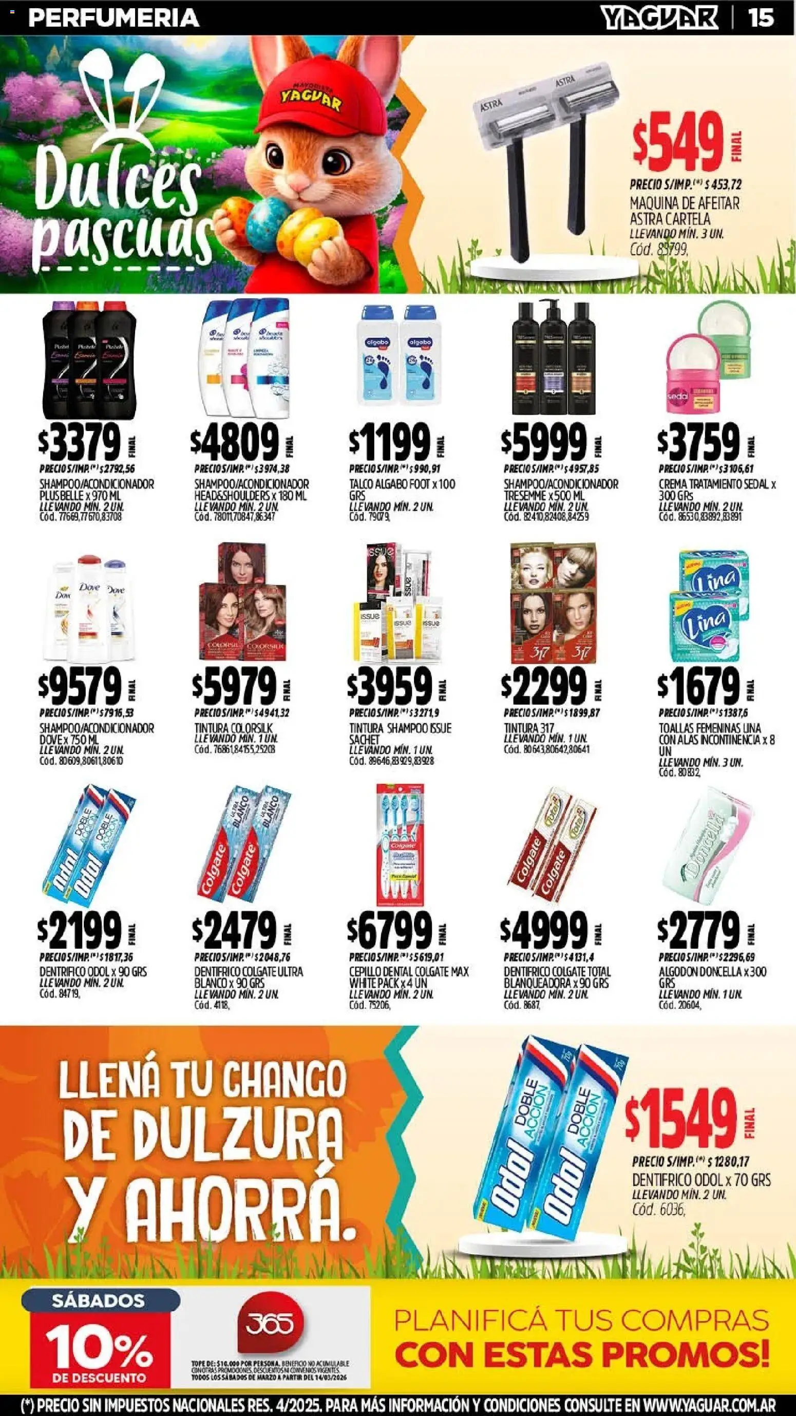 Yaguar - Oferta Semanal Jujuy │ válido desde el 16.03.2026 | Página: 15 | Productos: Toallas, Cepillo, Shampoo, Crema