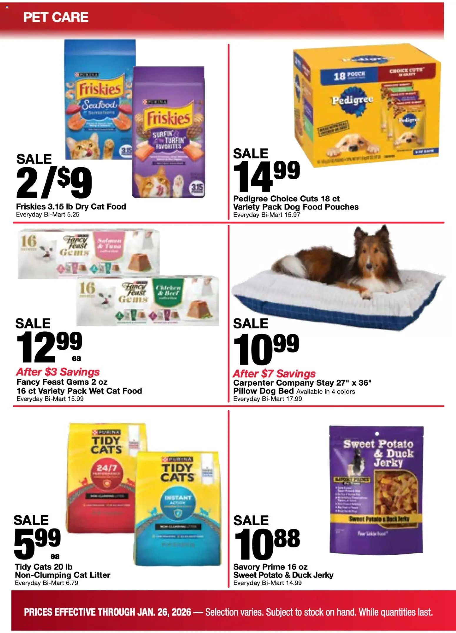 Bi-Mart Weekly Ad - valid from 20.01.2026 | Page: 18 | Products: Bed, Pillow, Dog Food, Cat Food