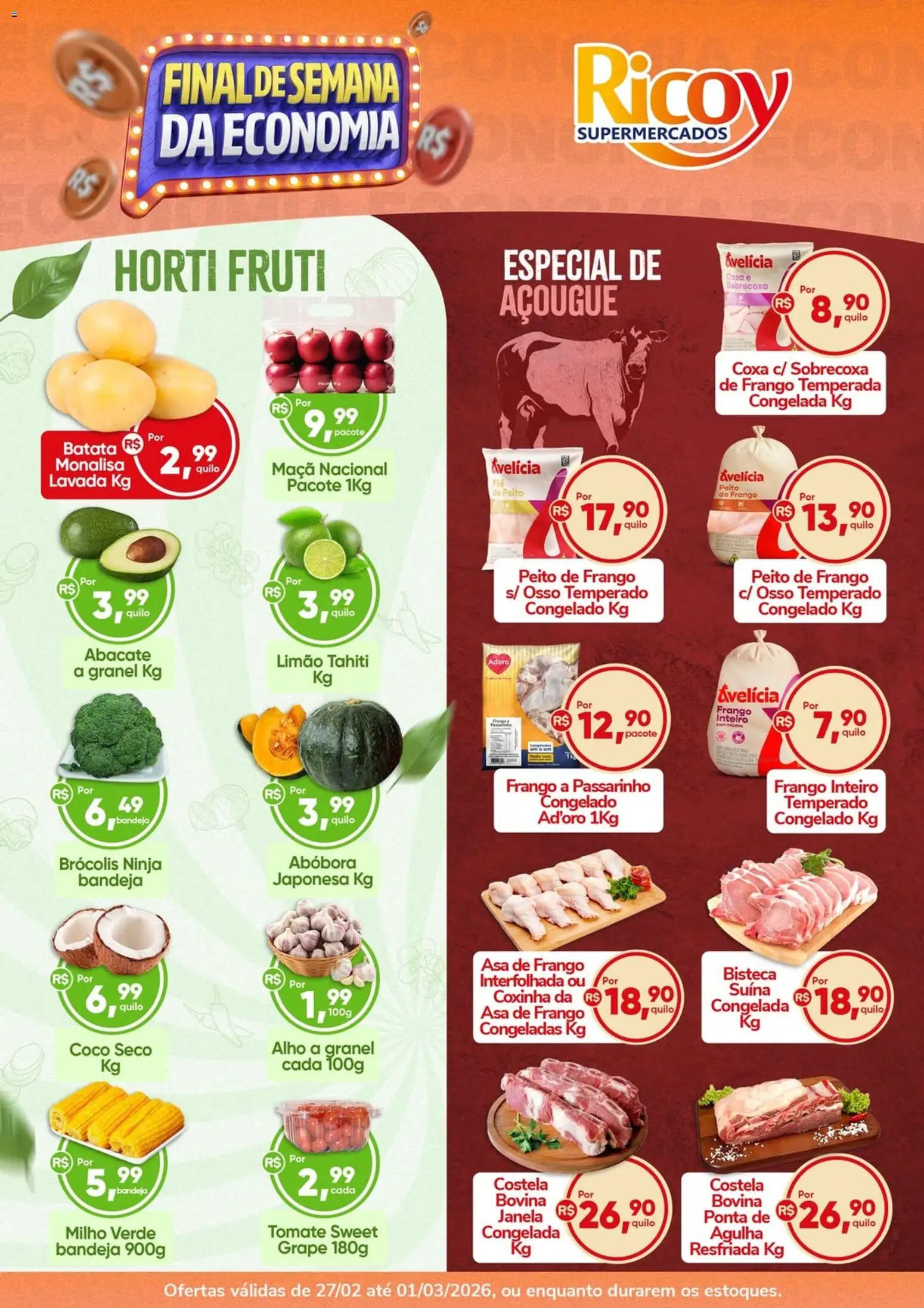 Ricoy Folheto - válido de 27.02.2026 | Página: 1 | Produtos: Alho, Asa de frango, Bandeja, Brócolis