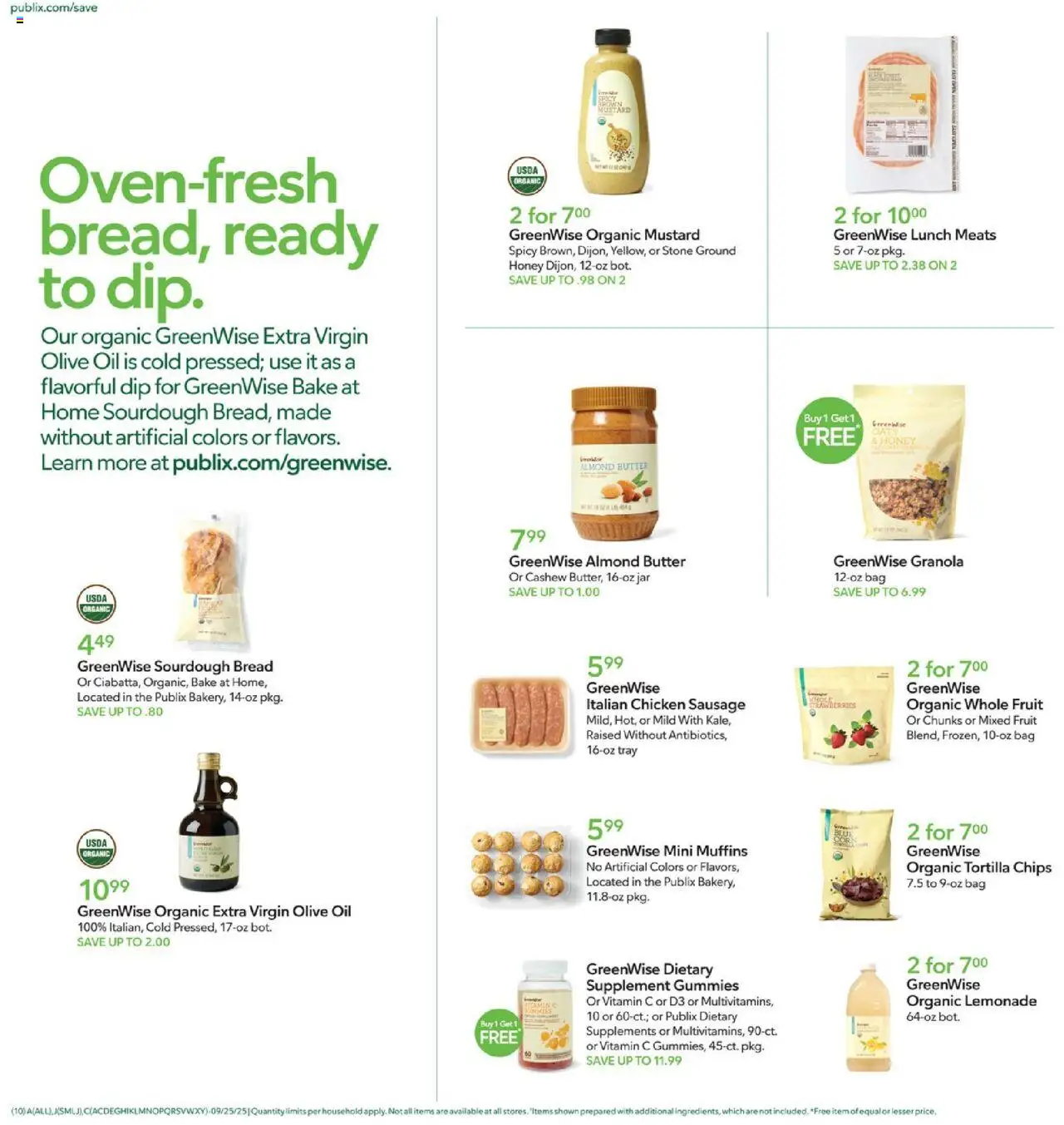 Publix Weekly Ad - valid from 24.09.2025 | Page: 10 | Products: Berries, Oil, Chips, Sausage