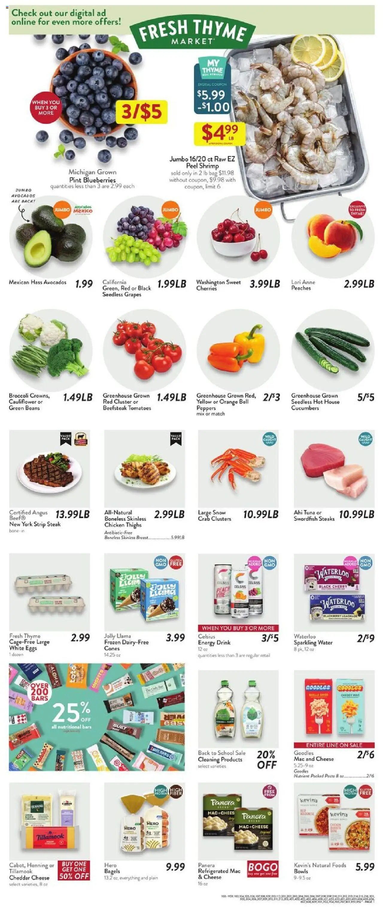 Fresh Thyme Weekly Ad - PA - valid from 06.08.2025 | Page: 3 | Products: Broccoli, Peppers, Cheese, Eggs