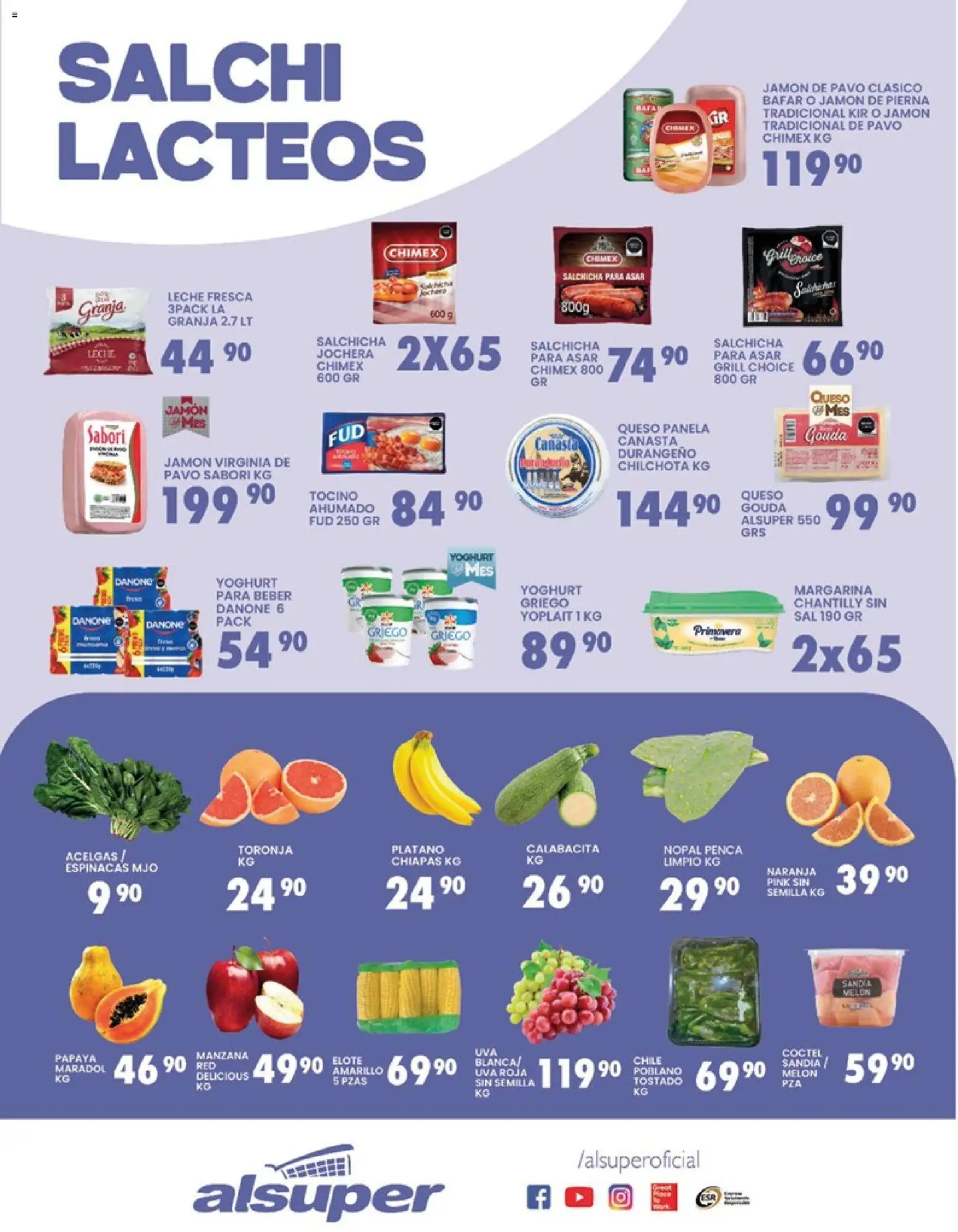 Nuevas ofertas de Alsuper válidas en toda la República Mexicana desde el 27.02.2026. ¡Encuentra las mejores ofertas en Alsuper folleto Zacatecas! | Página: 3 | Productos: Plátano, Manzana, Leche, Uva