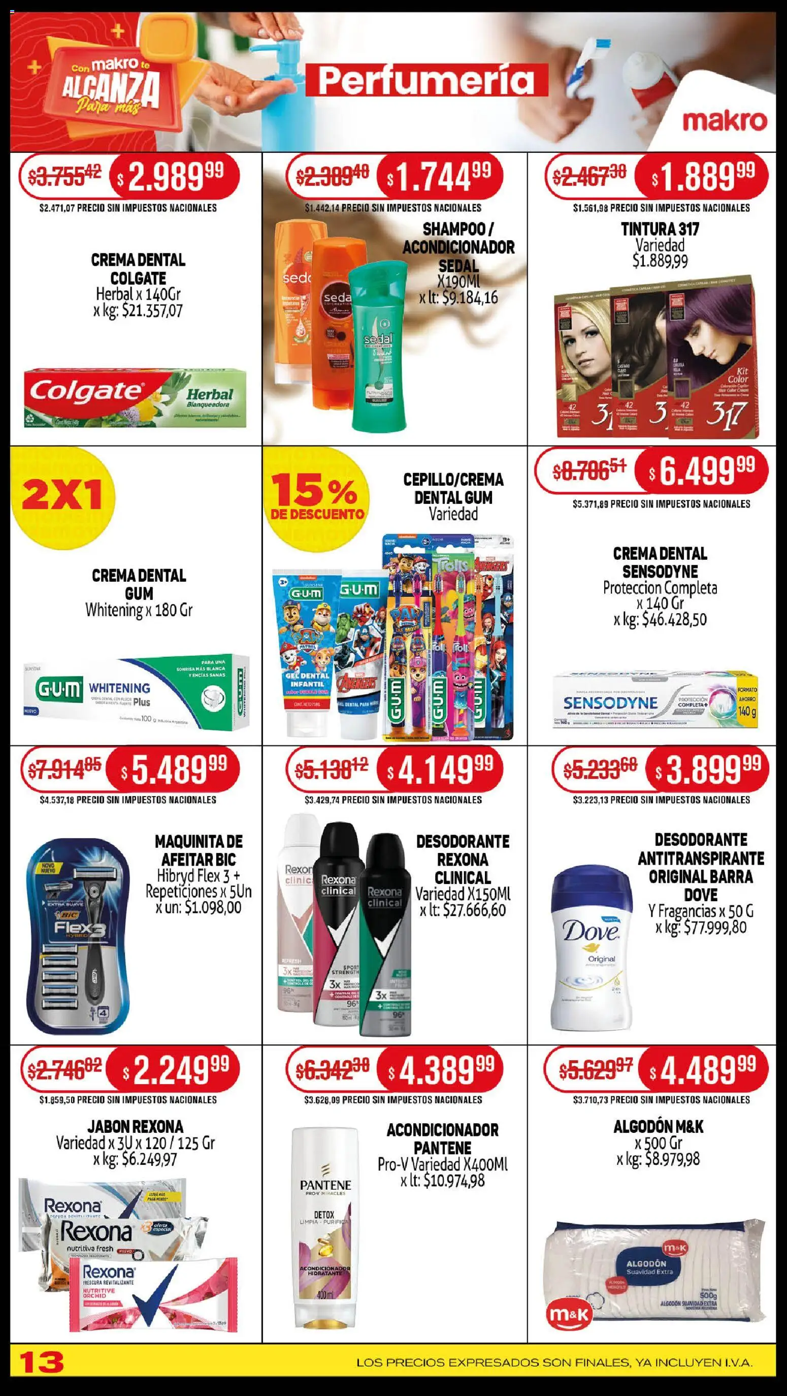 Makro ofertas │ válido desde el 23.10.2025 | Página: 13 | Productos: Algodón, Shampoo, Tintura, Crema