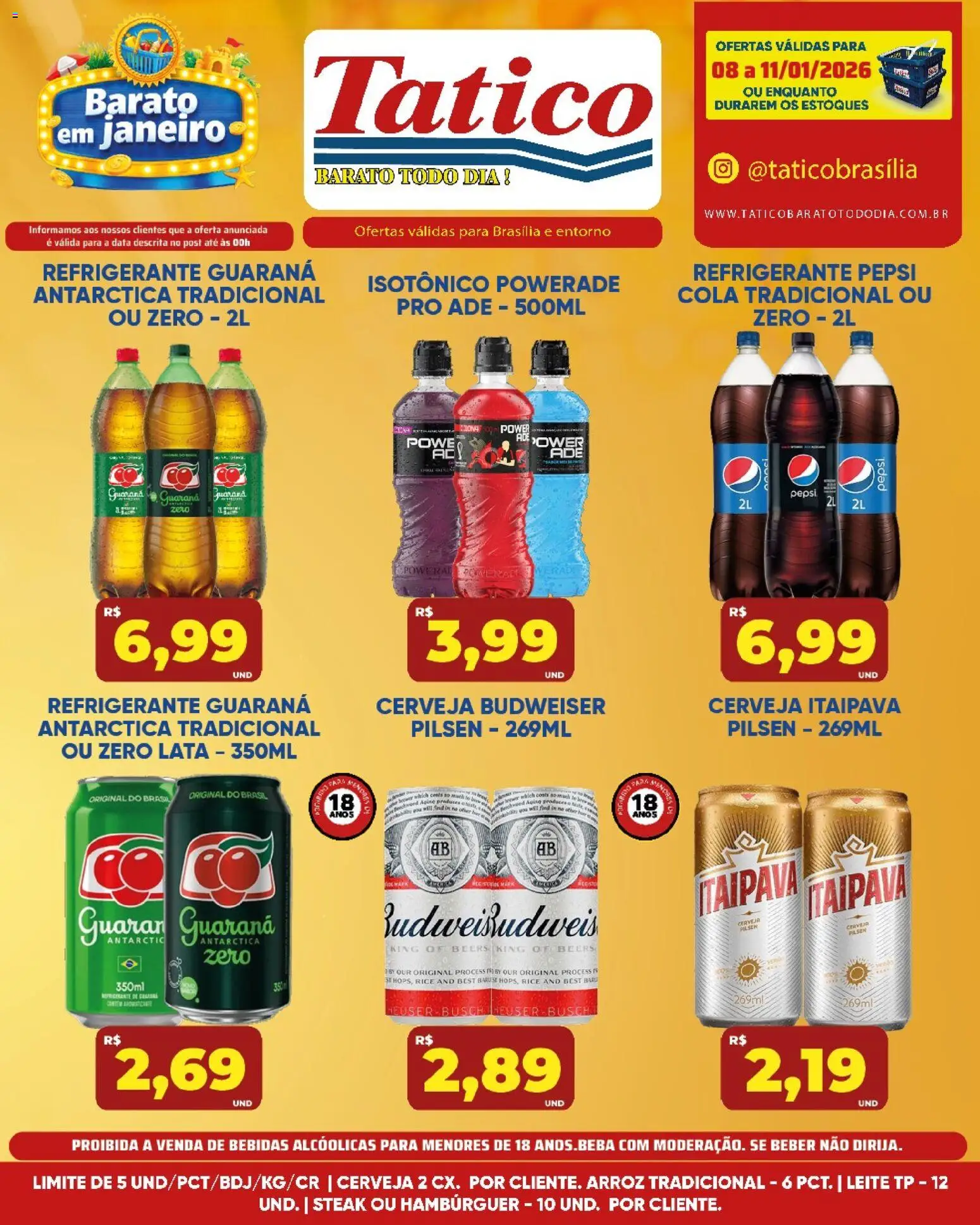 Tatico Folheto - válido de 09.01.2026 | Página: 34 | Produtos: Guaraná, Cola, Arroz, Hambúrguer