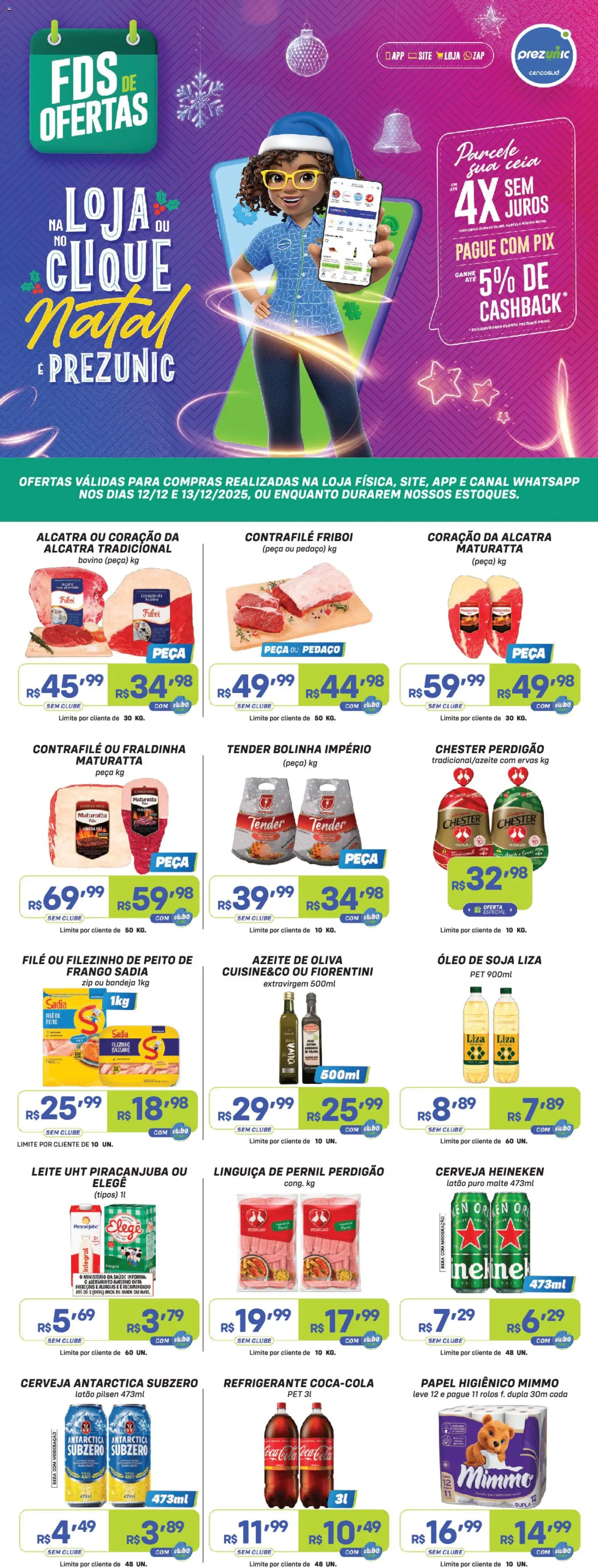 Prezunic Folheto - válido de 12.12.2025 | Página: 1 | Produtos: Cola, Fraldinha, Pernil, Papel higiênico