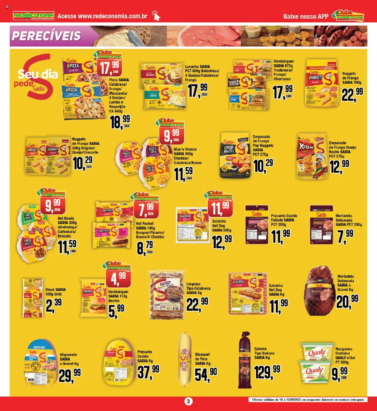 RedEconomia Folheto - válido de 10.09.2025 | Página: 3 | Produtos: Salsicha, Presunto, Lasanha, Frango