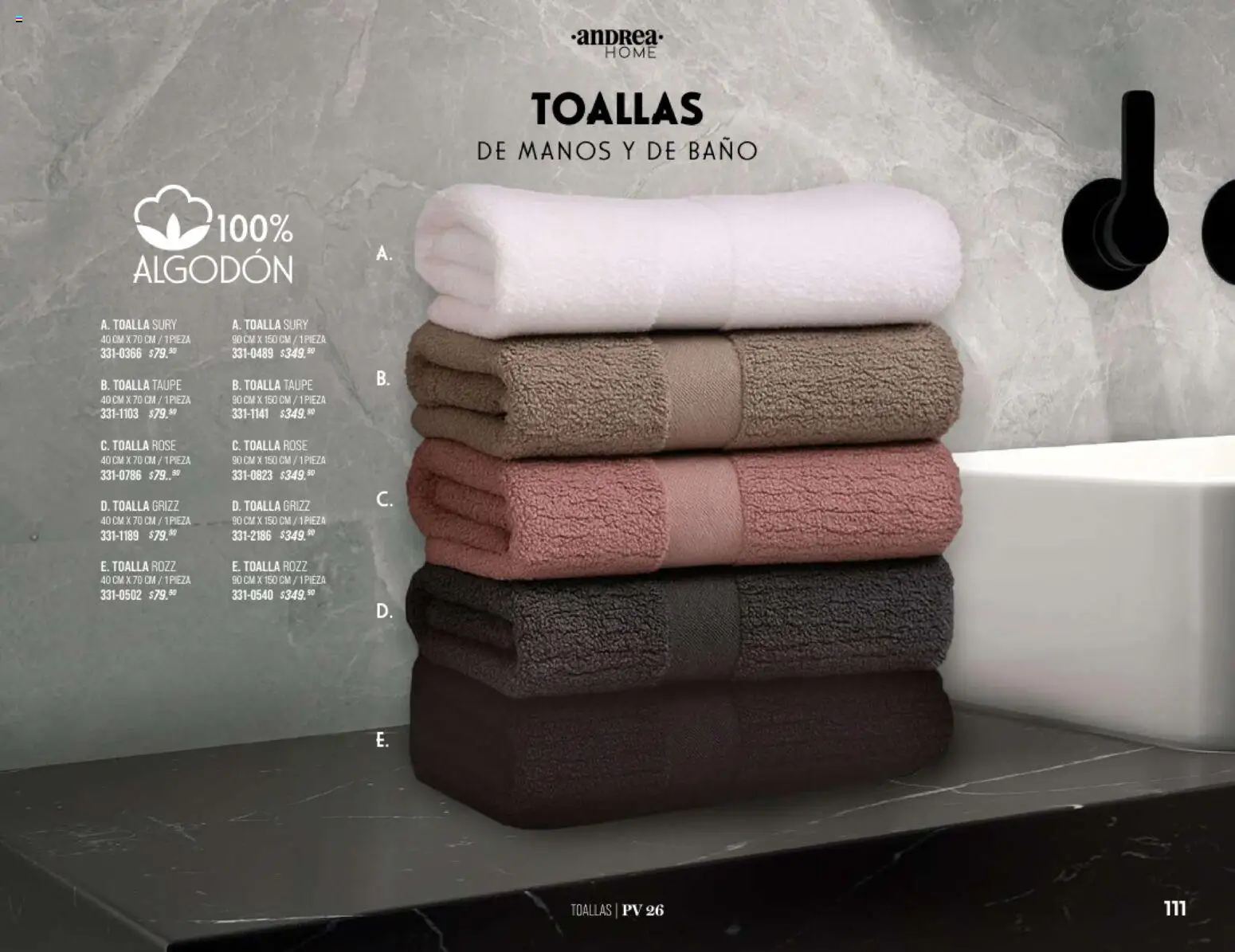 Nuevas ofertas de Andrea válidas en toda la República Mexicana desde el 25.01.2026. ¡Encuentra las mejores ofertas en Andrea catálogo Home! | Página: 111 | Productos: Toalla, Algodón, Toallas, Baño