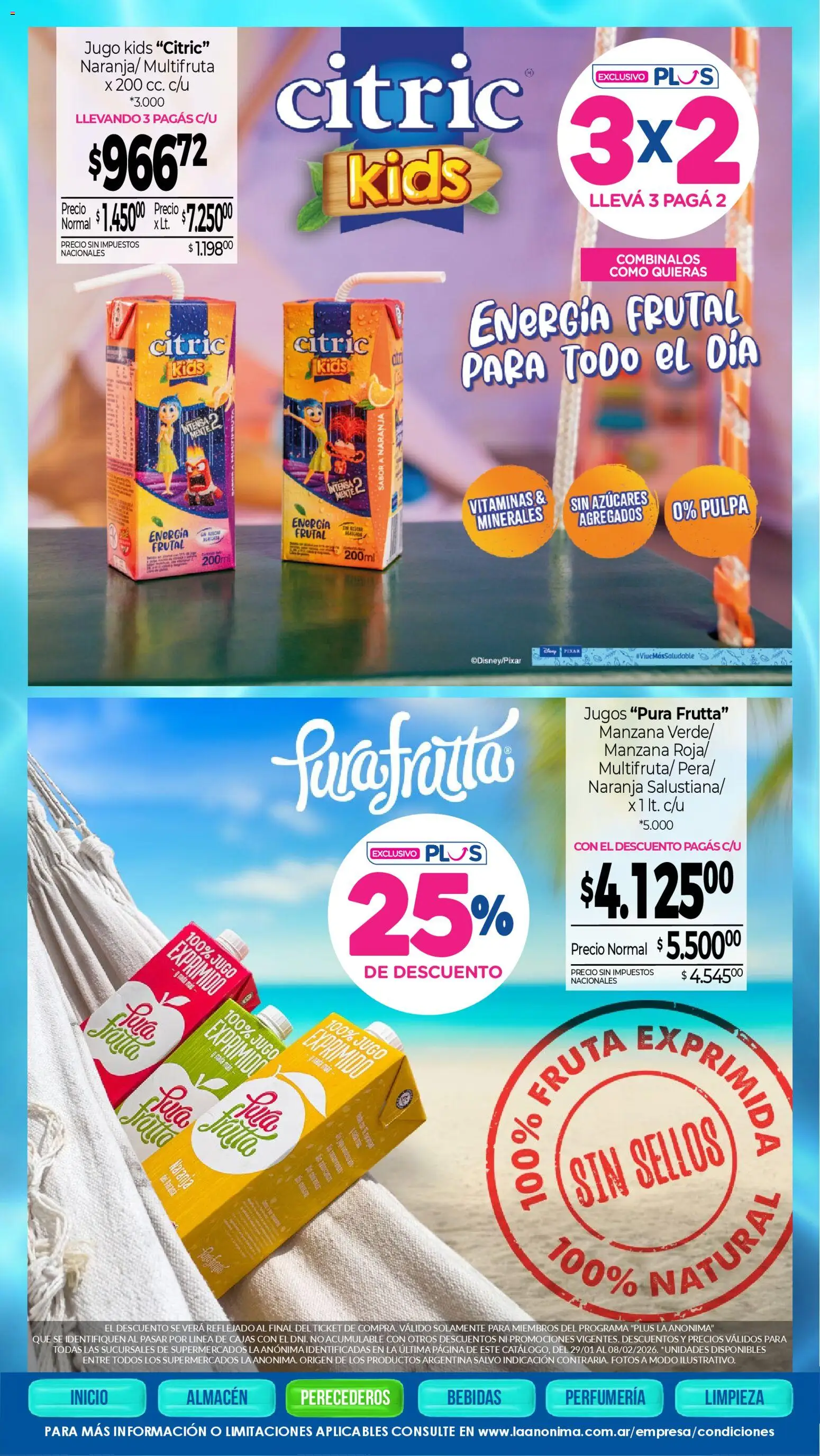 La Anonima catálogo │ válido desde el 29.01.2026 | Página: 18 | Productos: Vitaminas, Manzana, Jugo