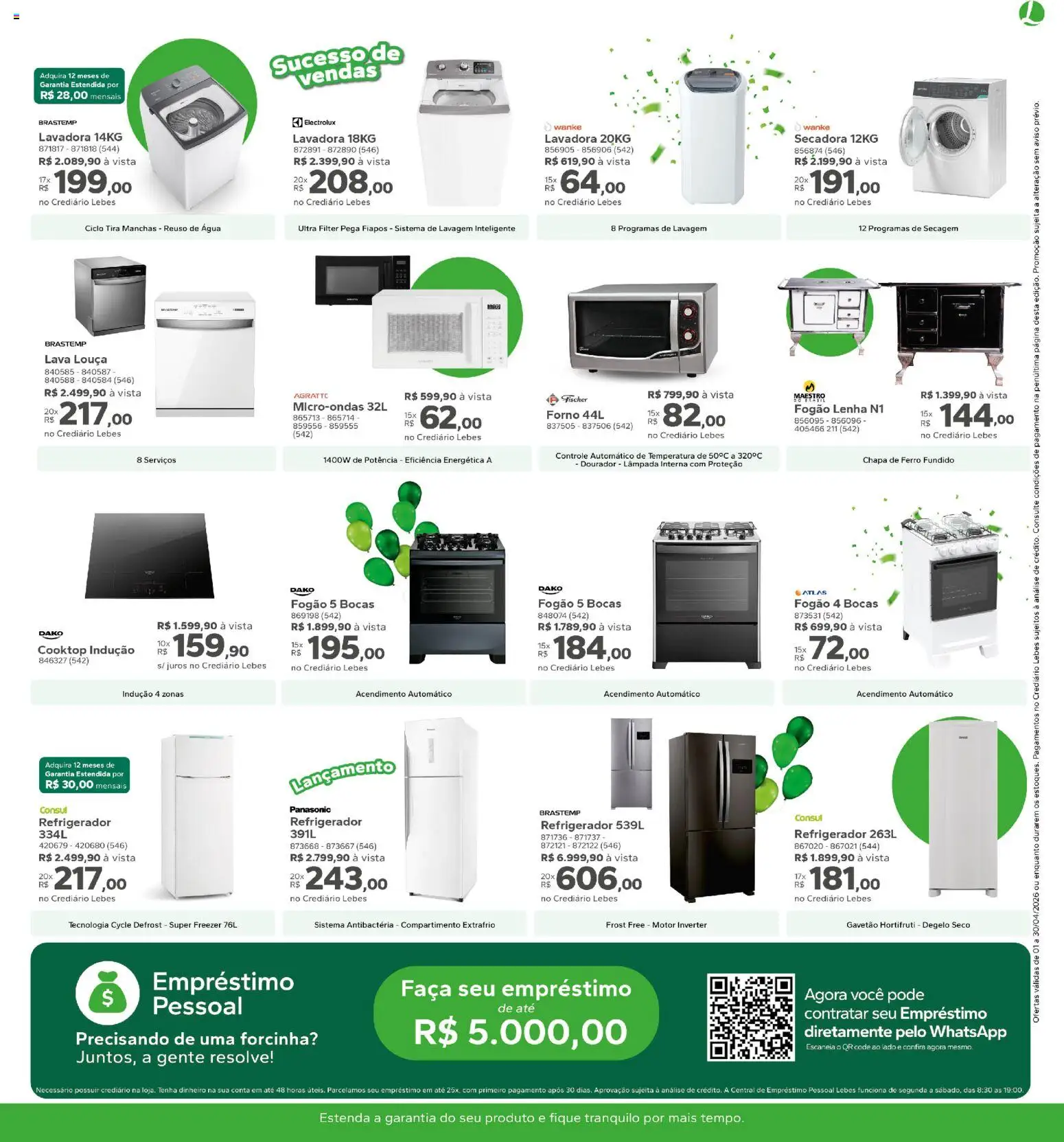 Lebes Folheto - válido de 01.04.2026 | Página: 5 | Produtos: Fogão, Refrigerador, Tira manchas, Fogão 5 bocas