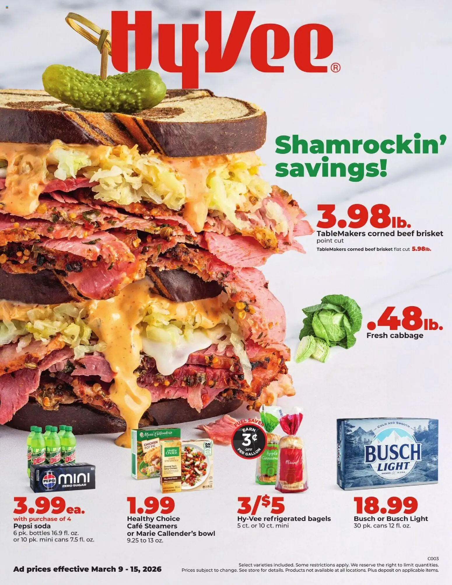 HyVee Weekly Ad - valid from 09.03.2026 | Page: 1 | Products: Beef, Sugar, Cabbage