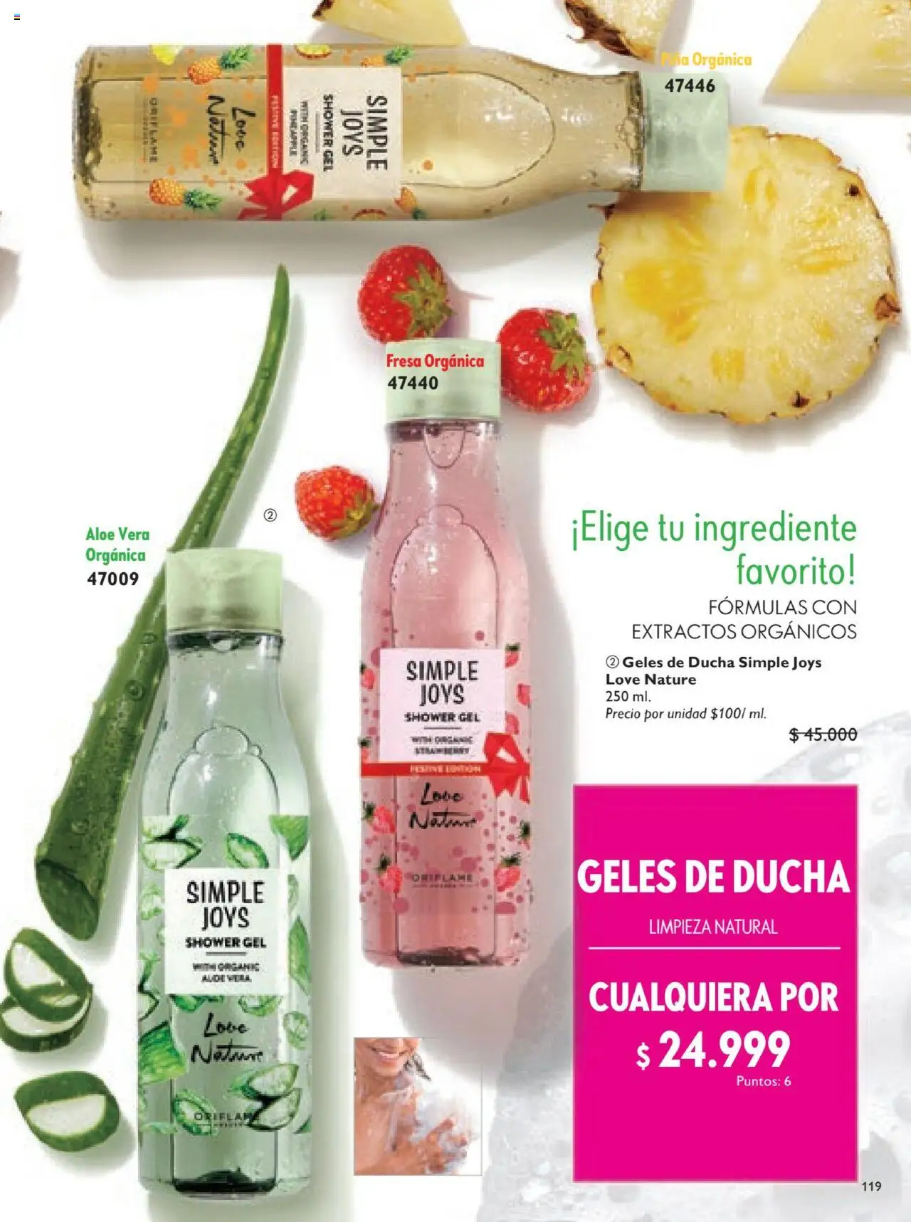 Oriflame revista - valida desde el 12.07.2025 | Página: 119 | Productos: Piña, Fresa, Ducha, Loción tonificante