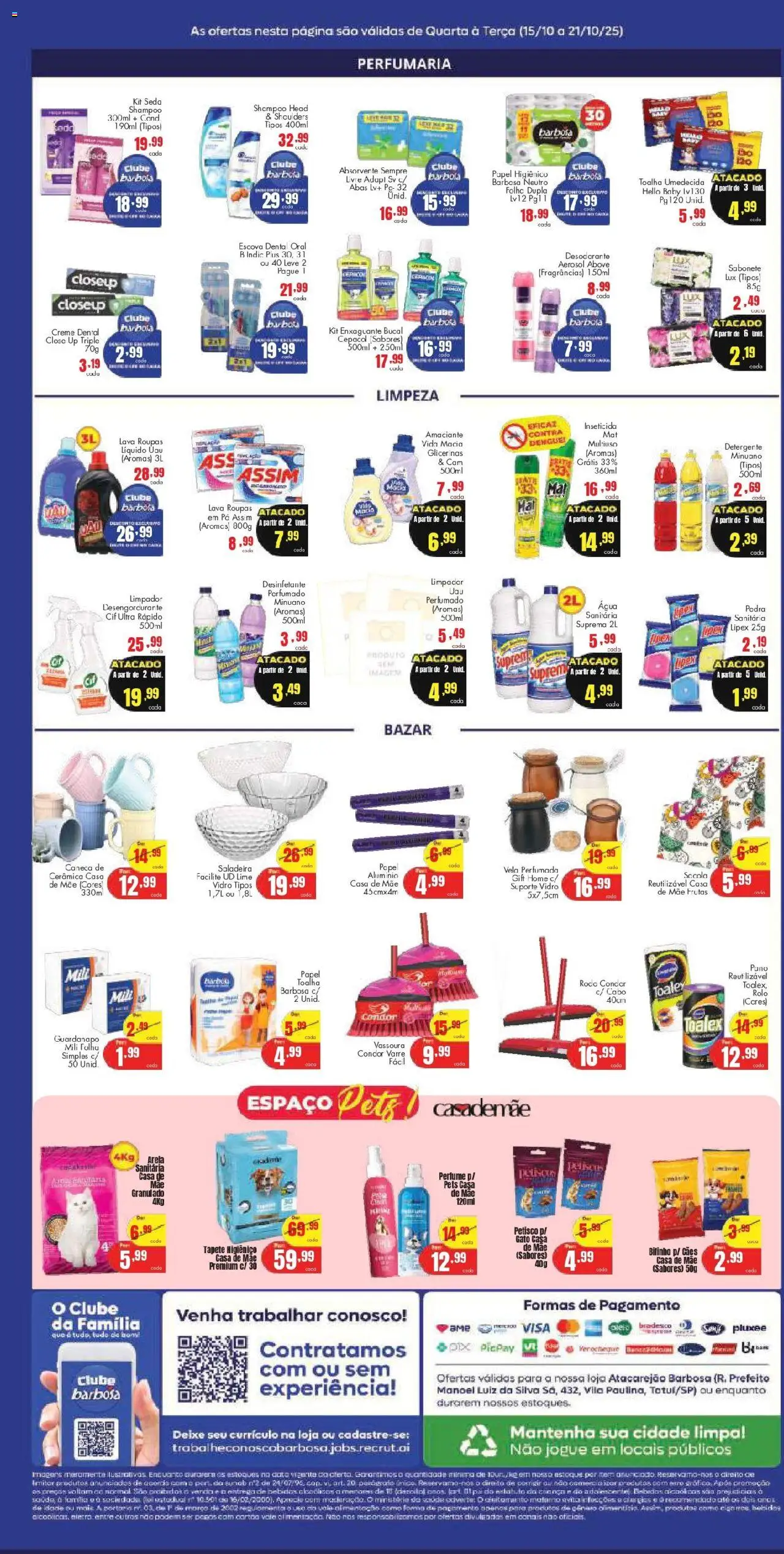 Barbosa Supermercados Folheto - válido de 15.10.2025 | Página: 4 | Produtos: Detergente, Sempre Livre, Toalha umedecida, Cabo