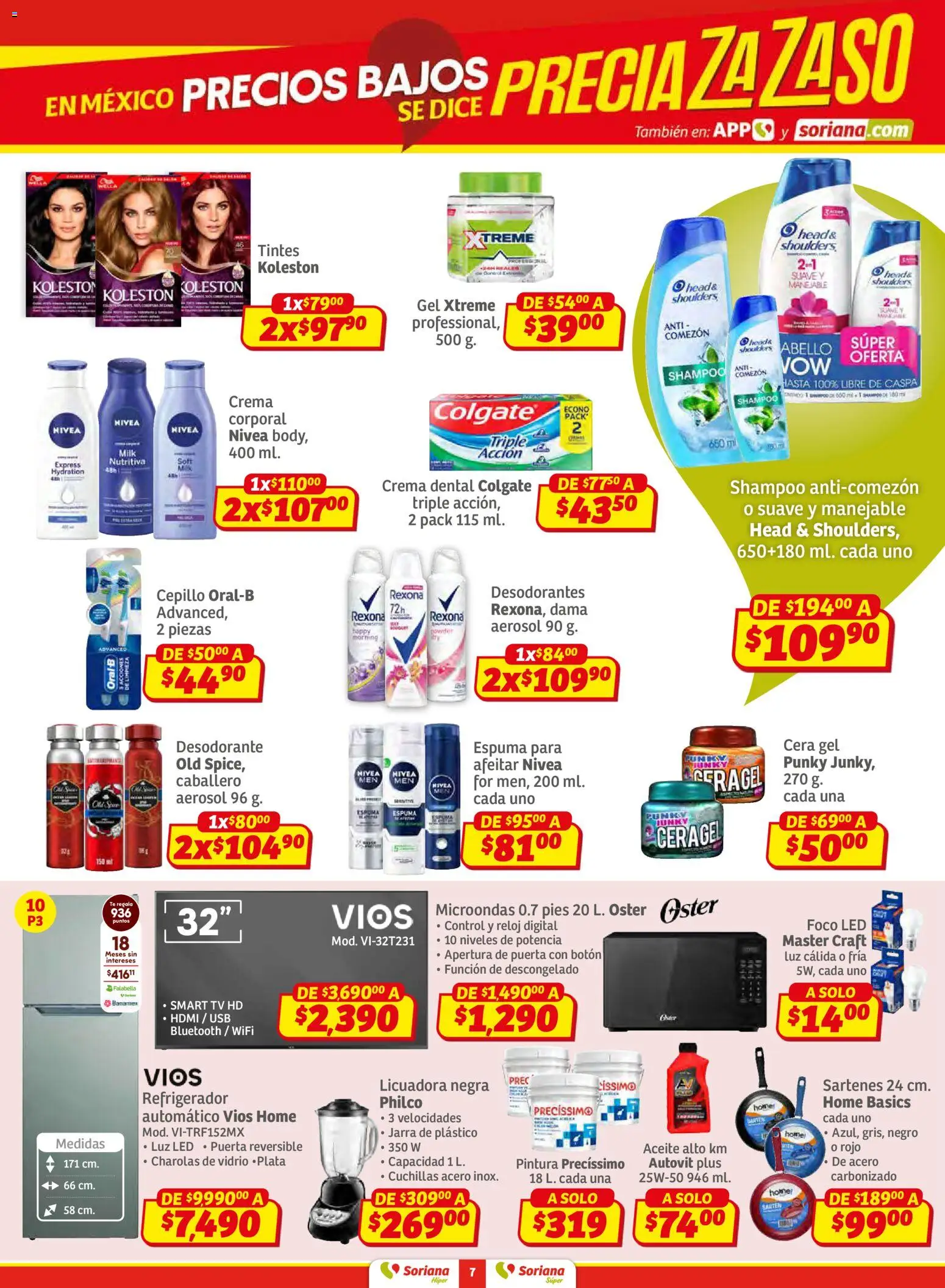 Nuevas ofertas de Soriana válidas en toda la República Mexicana desde el 02.01.2026. ¡Encuentra las mejores ofertas en Soriana - Preciazazaso Híper: Frontera BCN, Son! | Página: 7 | Productos: Desodorante, Refrigerador, Crema, Aceite