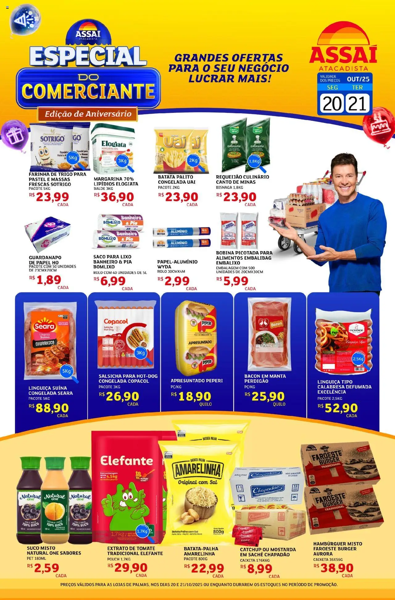 Assaí Atacadista Folheto - válido de 20.10.2025 | Página: 1 | Produtos: Saco para lixo, Suco, Batata palha, Balde