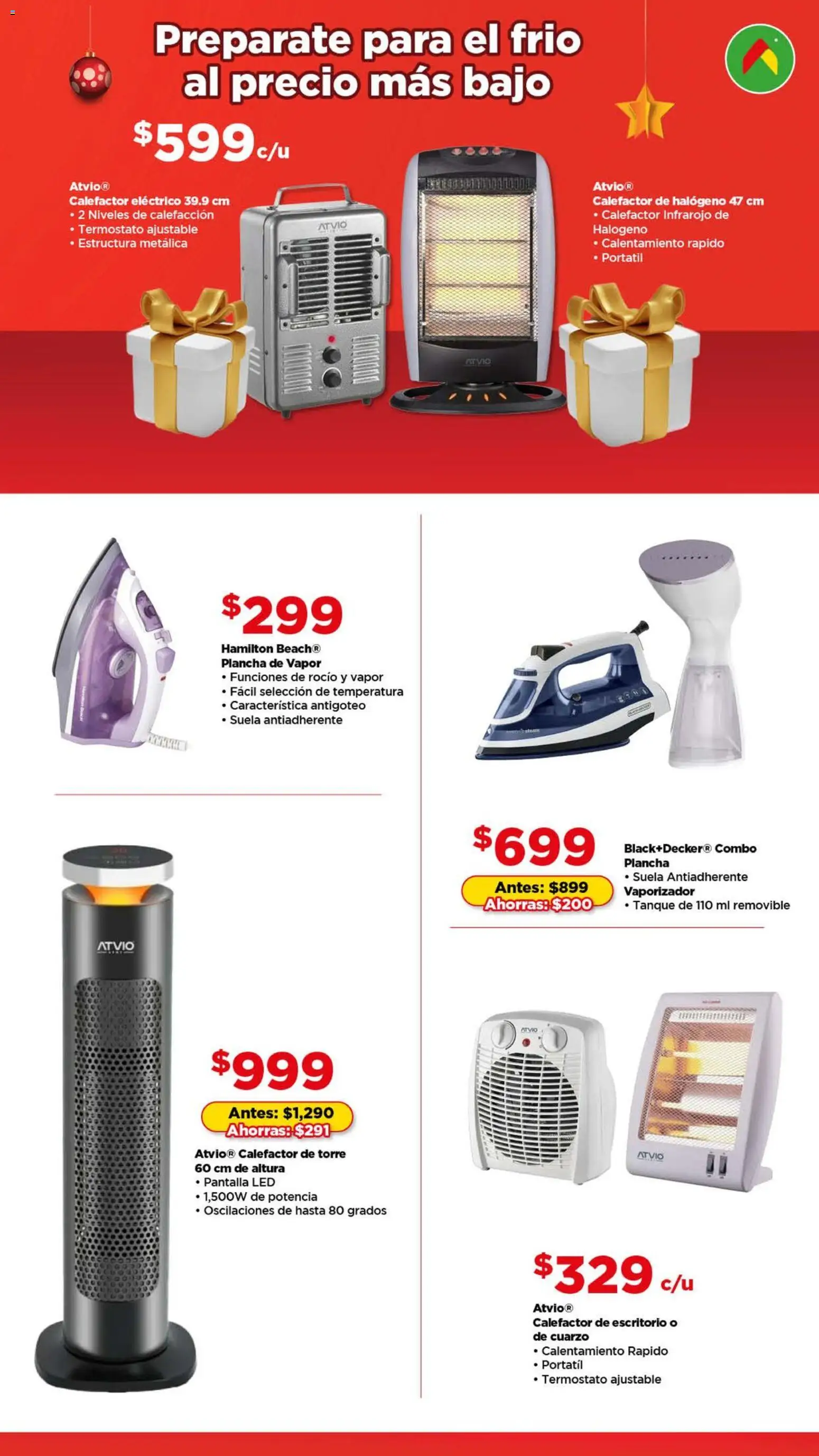 Nuevas ofertas de Bodega Aurrerá válidas en toda la República Mexicana desde el 01.12.2025. ¡Encuentra las mejores ofertas en Bodega Aurrerá folleto Navidad! | Página: 9 | Productos: Plancha, Escritorio, Calefactor