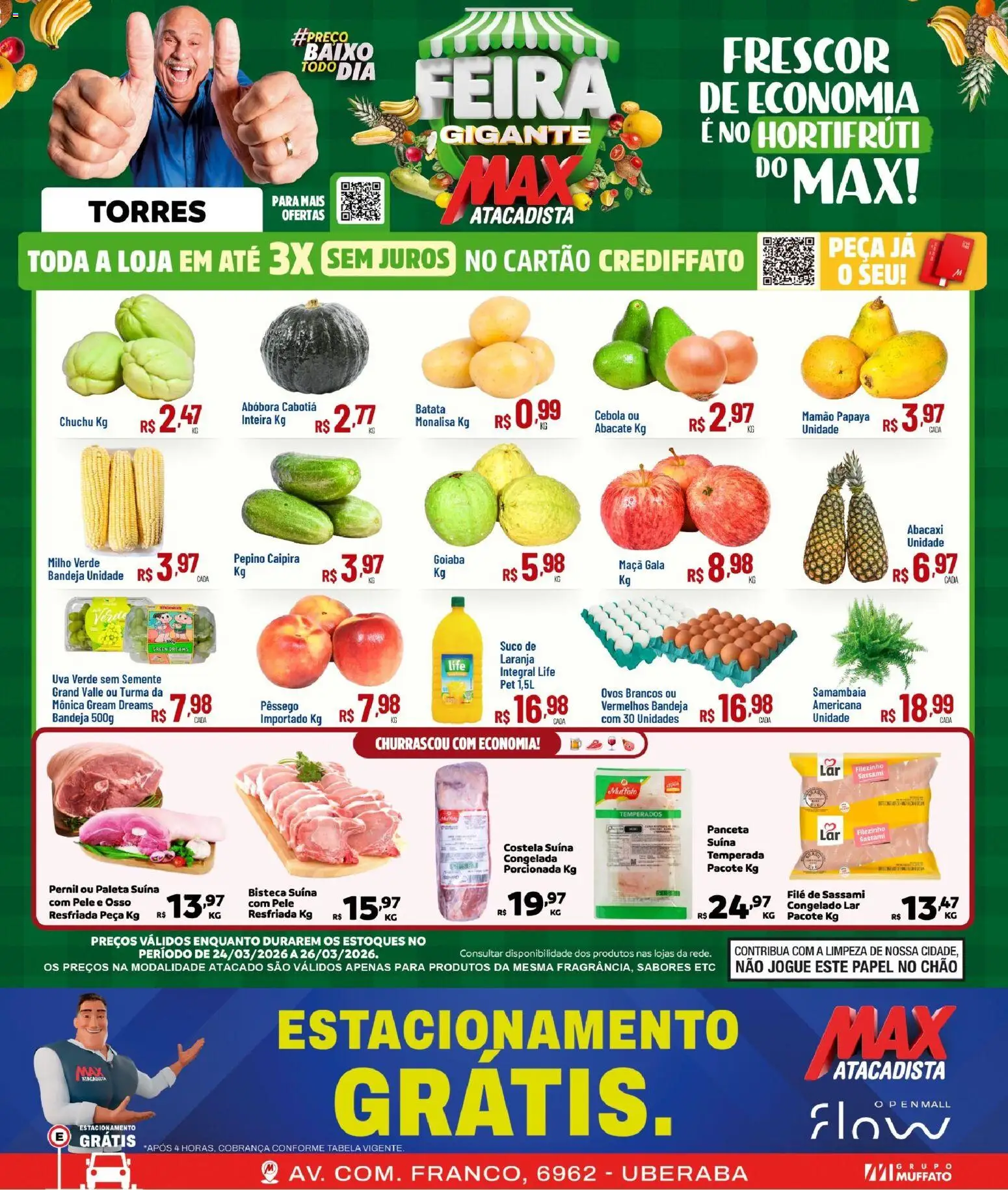 Max Atacadista Folheto - válido de 24.03.2026 | Página: 1 | Produtos: Goiaba, Chuchu, Cebola, Abacaxi