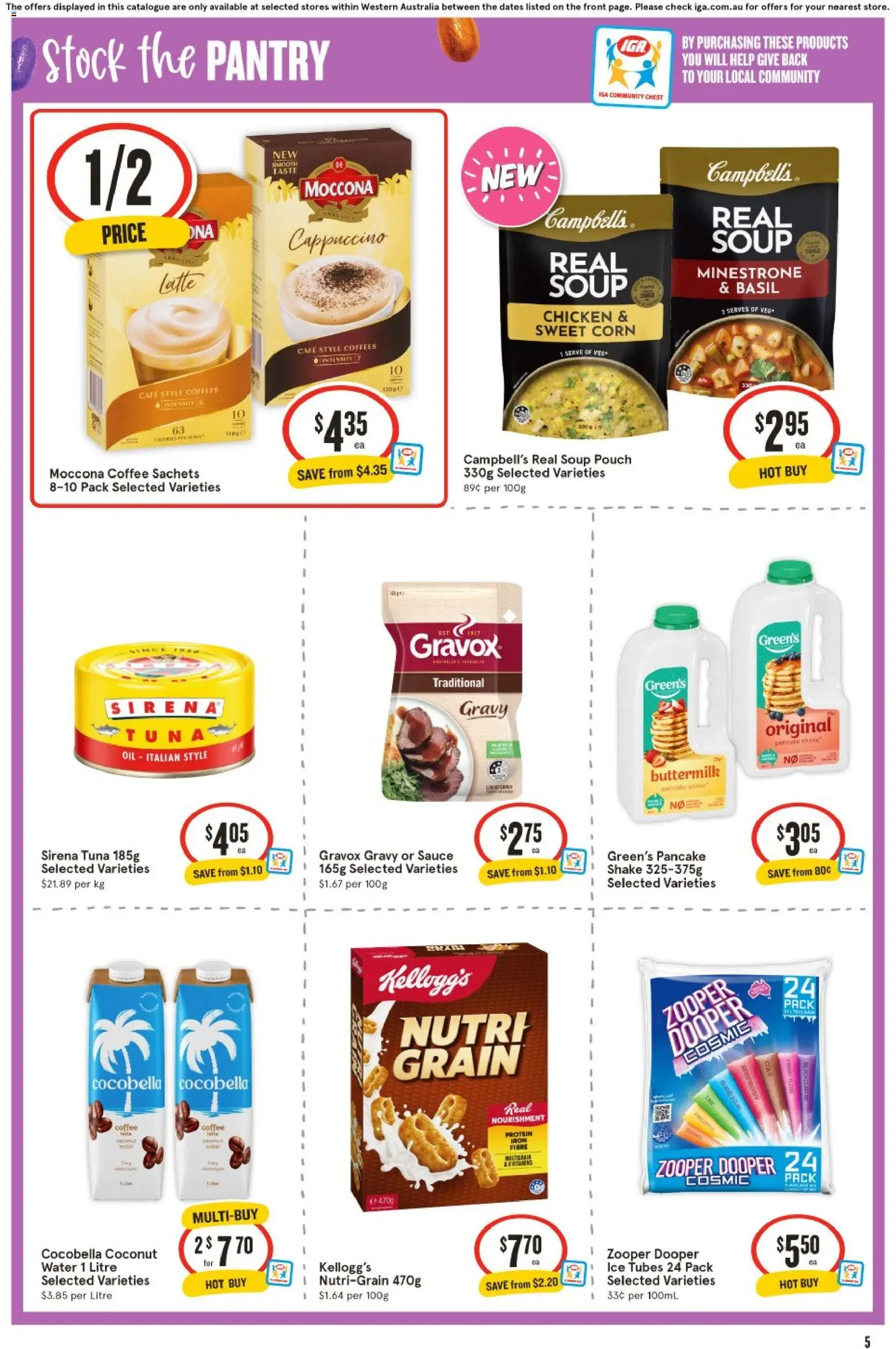 IGA catalogue - valid from 25.03.2026 | Page: 5 | Products: Water, Soup, Raspberry, Moccona