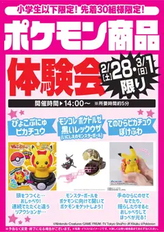 28.02.2026から有効なオファーを含む ヤマダ 電機 - ポケモン商品体験会 2/28・3/1限り