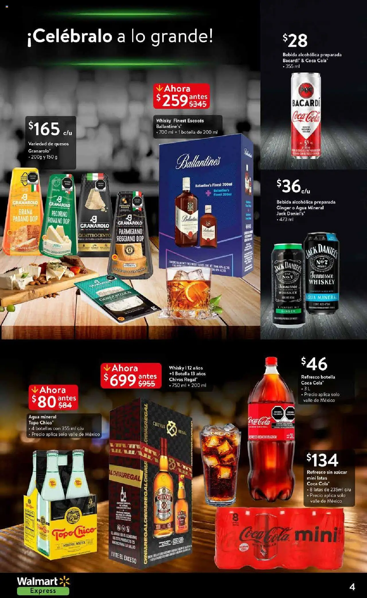 Nuevas ofertas de Walmart Express válidas en toda la República Mexicana desde el 05.06.2025. ¡Encuentra las mejores ofertas en Walmart Express folleto! | Página: 4 | Productos: Azúcar, Whiskey, Refresco, Whisky