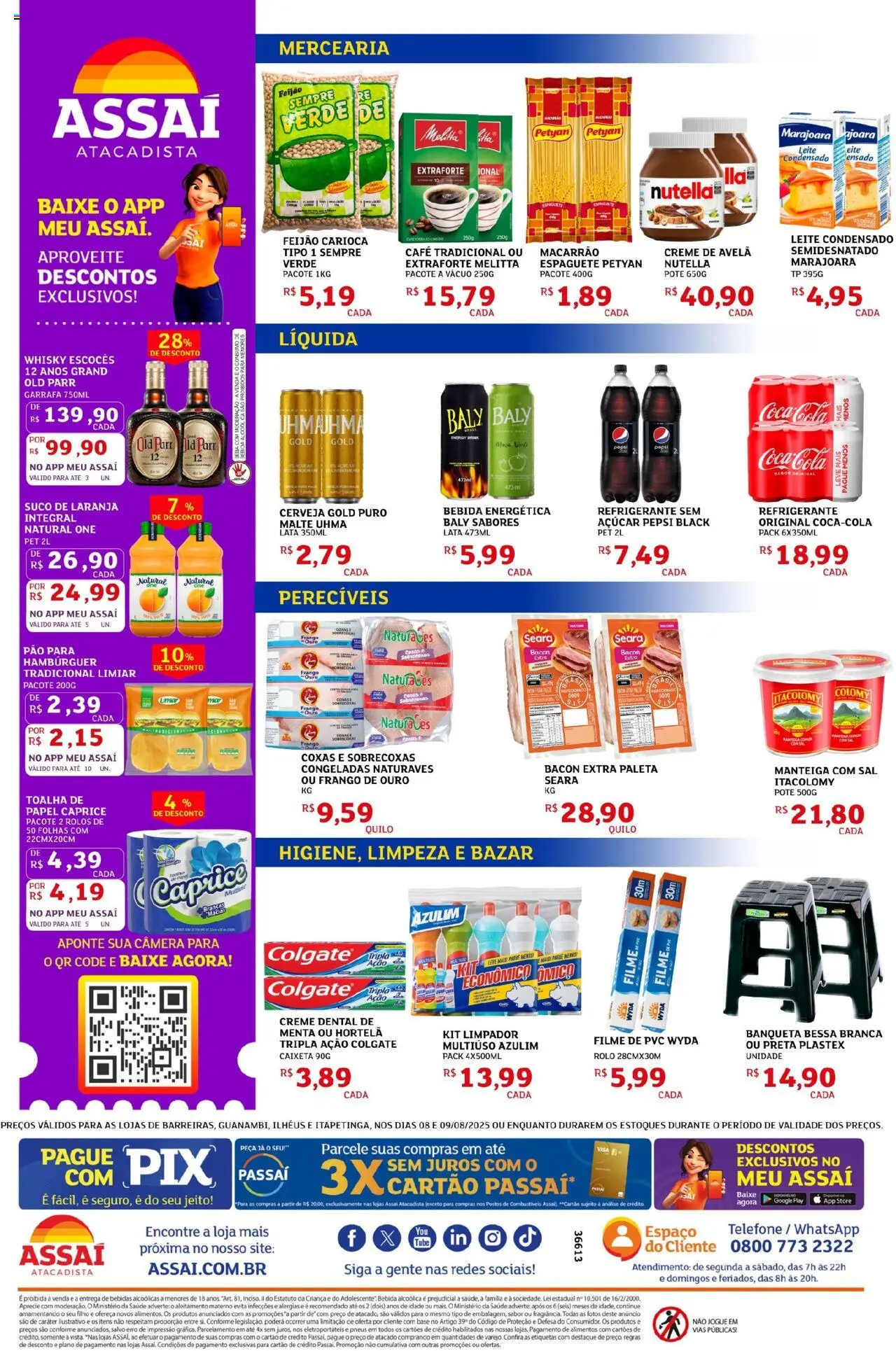 Assaí Atacadista Folheto - válido de 08.08.2025 | Página: 2 | Produtos: Azulim, filme de PVC, Cola, Telefone