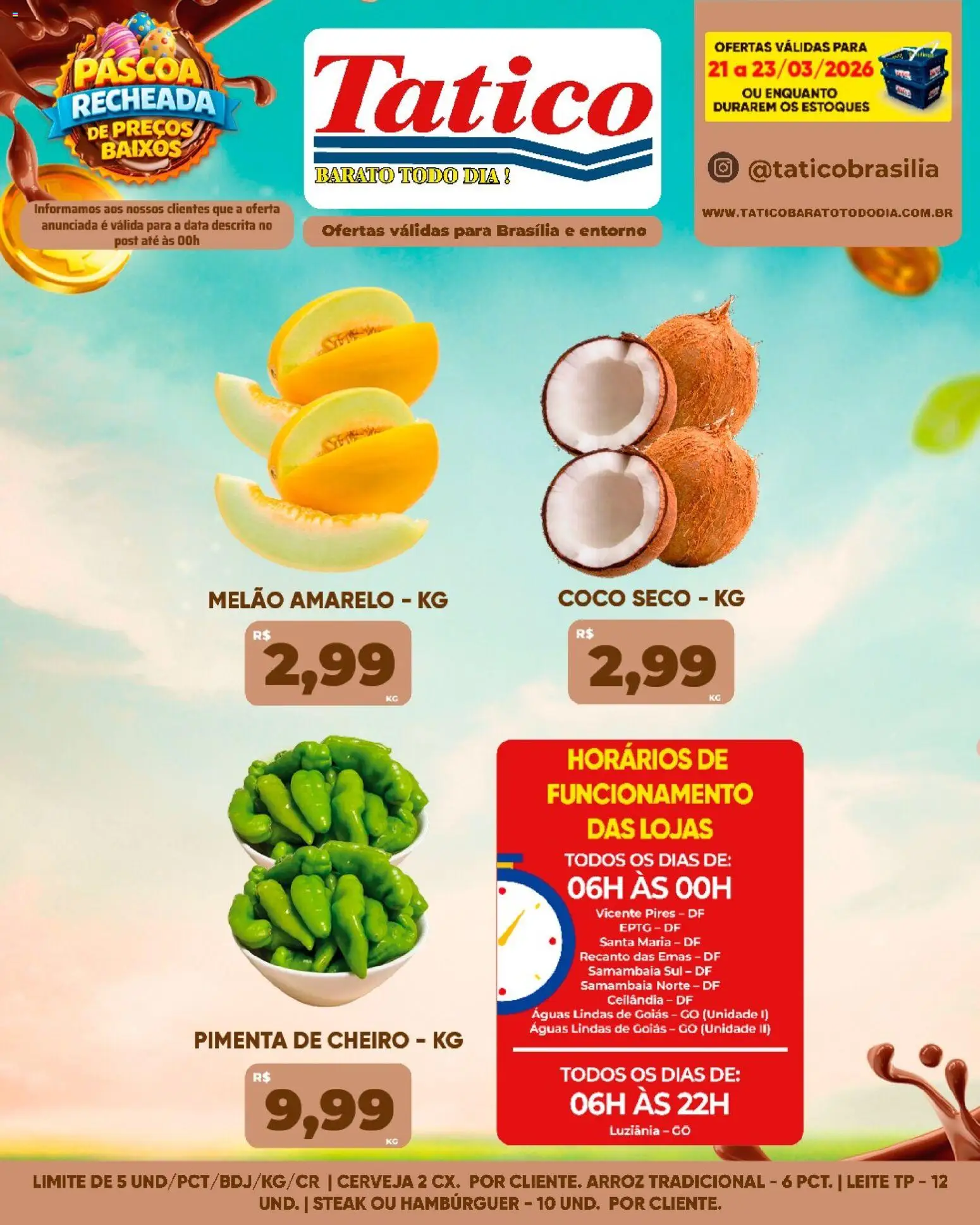 Tatico Folheto - válido de 24.03.2026 | Página: 14 | Produtos: Melão, Cerveja, Arroz, Hambúrguer