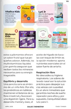 Vista previa de Costco Revista Abril 2026, nuevo folleto de la tienda, válido en México a partir del 01.04.2026 | Página: 105 | Productos: Limón, Aceite, Vitaminas